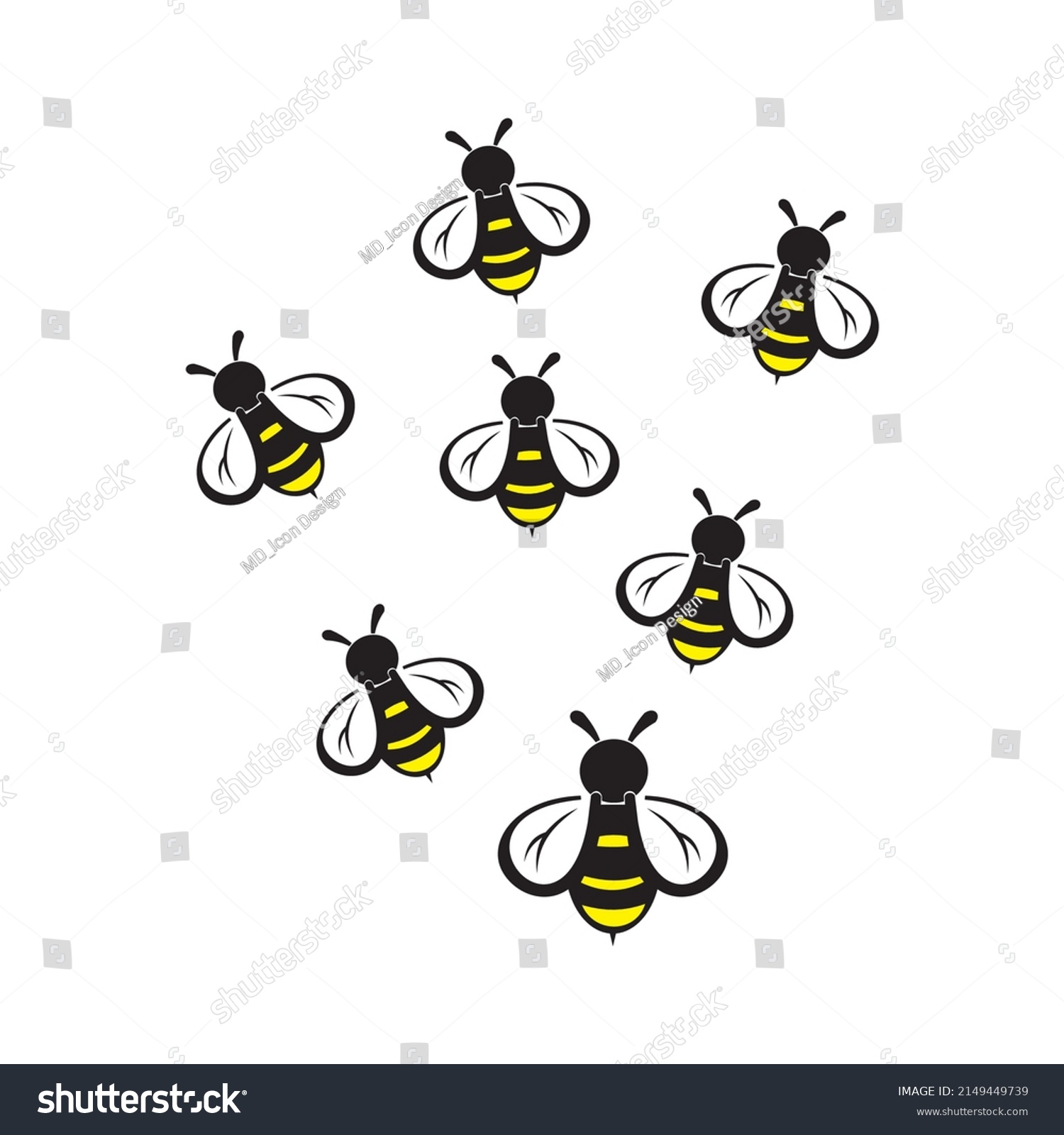 Bee Set Logo Vector Illustrtion Symbol Stock Vector (Royalty Free ...