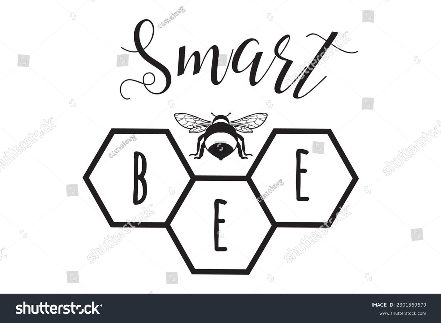 SVG of Bee Smart, Honey Bee, Bee design, illustration, Insect  svg