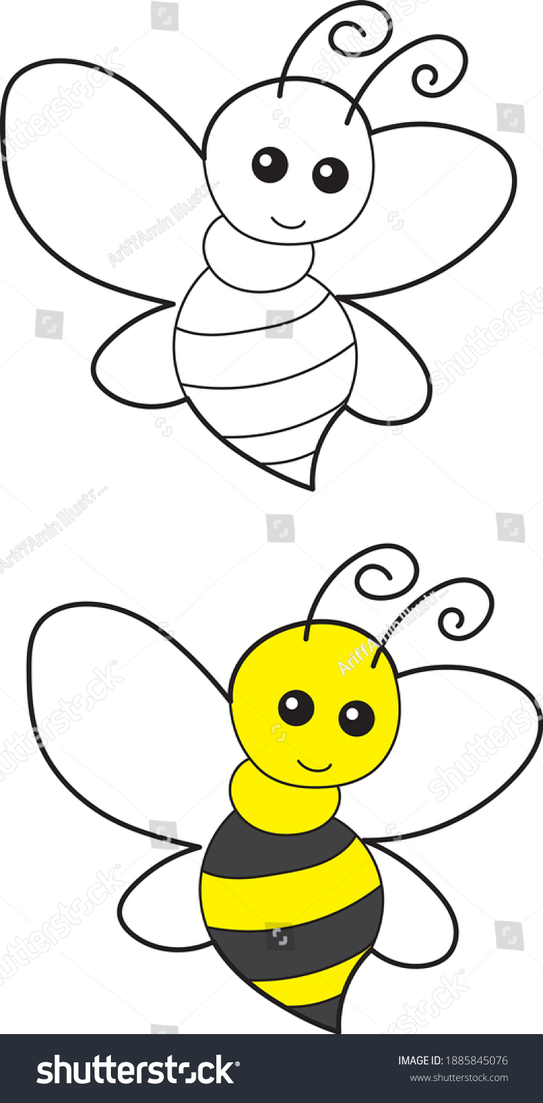 recommend clip art: Bee vector drawing animal vector drawing, cartoon vector, line art and color