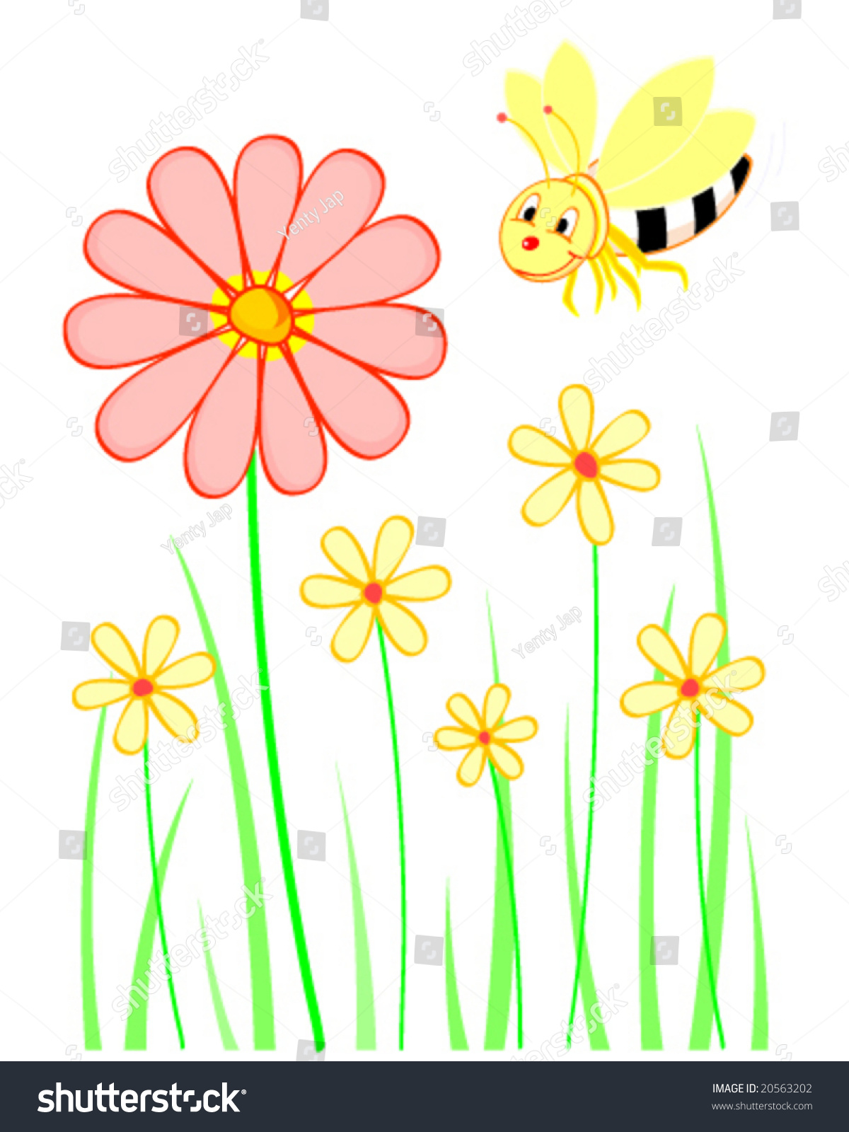 Bee With Flower Stock Vector 20563202 : Shutterstock