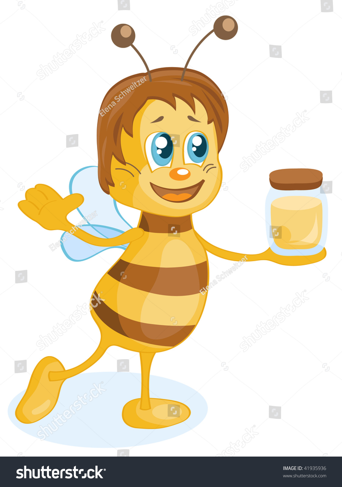 Bee With Honey Pot. Vector Illustration. - 41935936 : Shutterstock