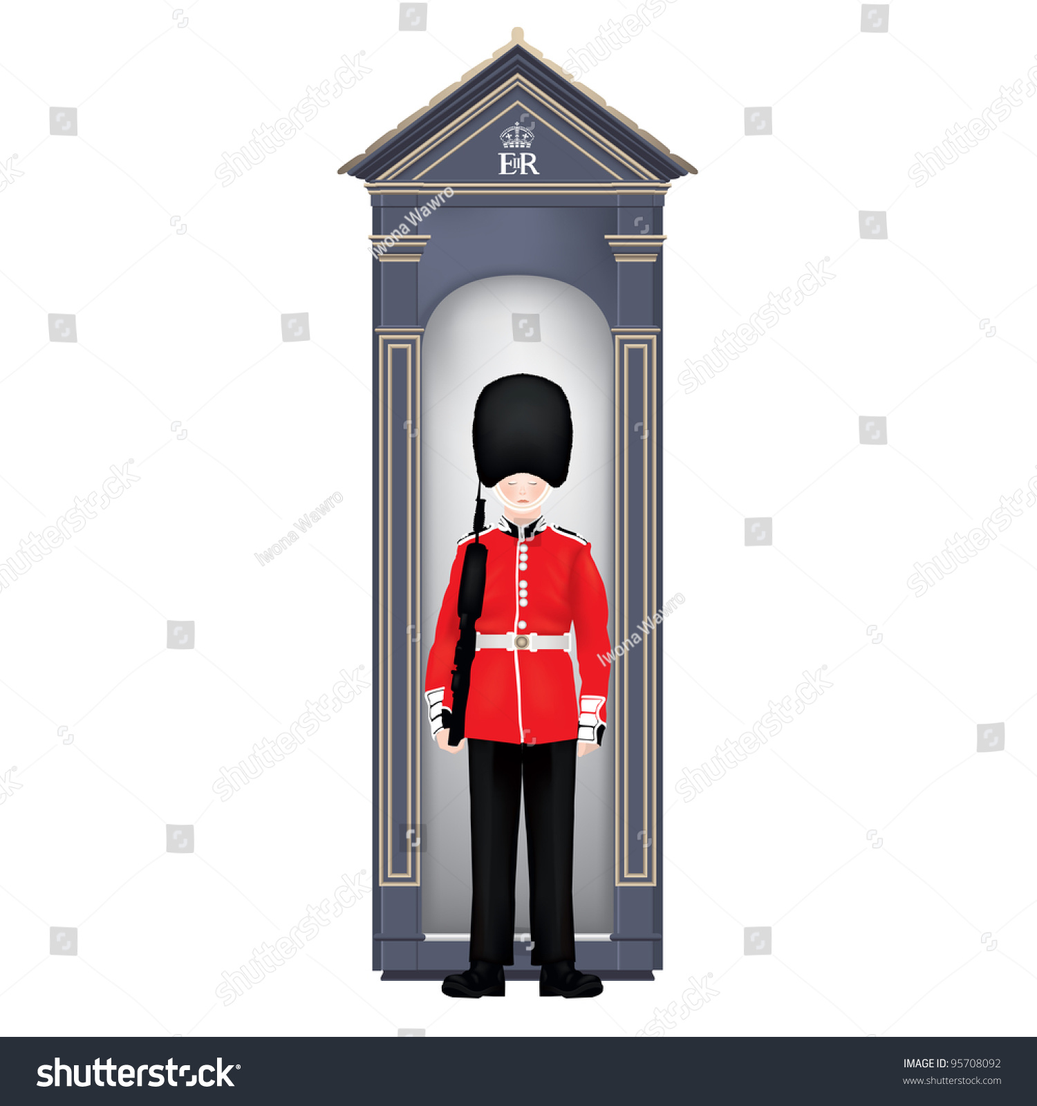 SVG of Beefeater soldier in guardhouse-London-symbols-very detailed iso svg