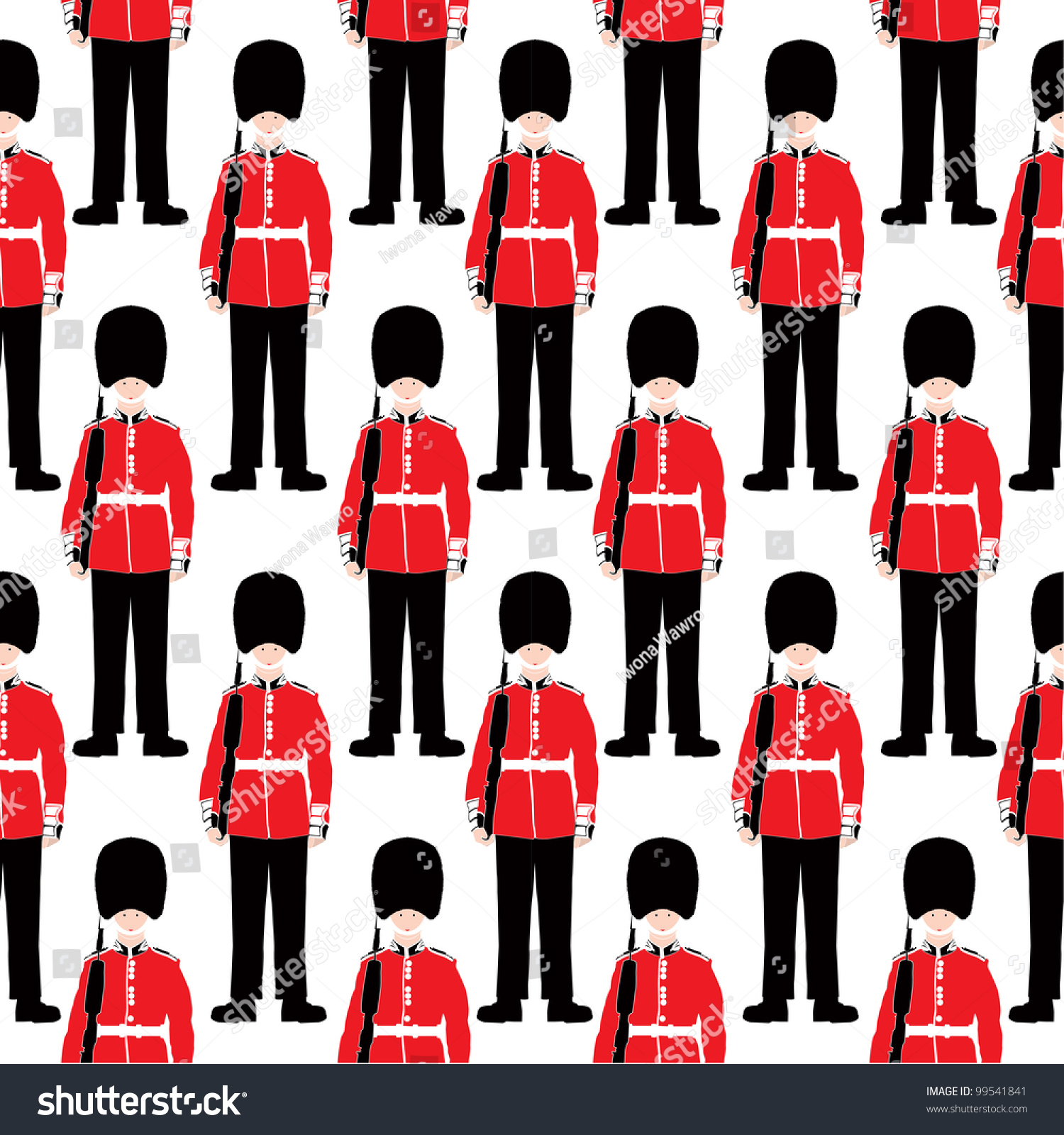 SVG of Beefeater soldier seamless vector pattern -  London Symbol - Very detailed, isolated illustration - White background svg