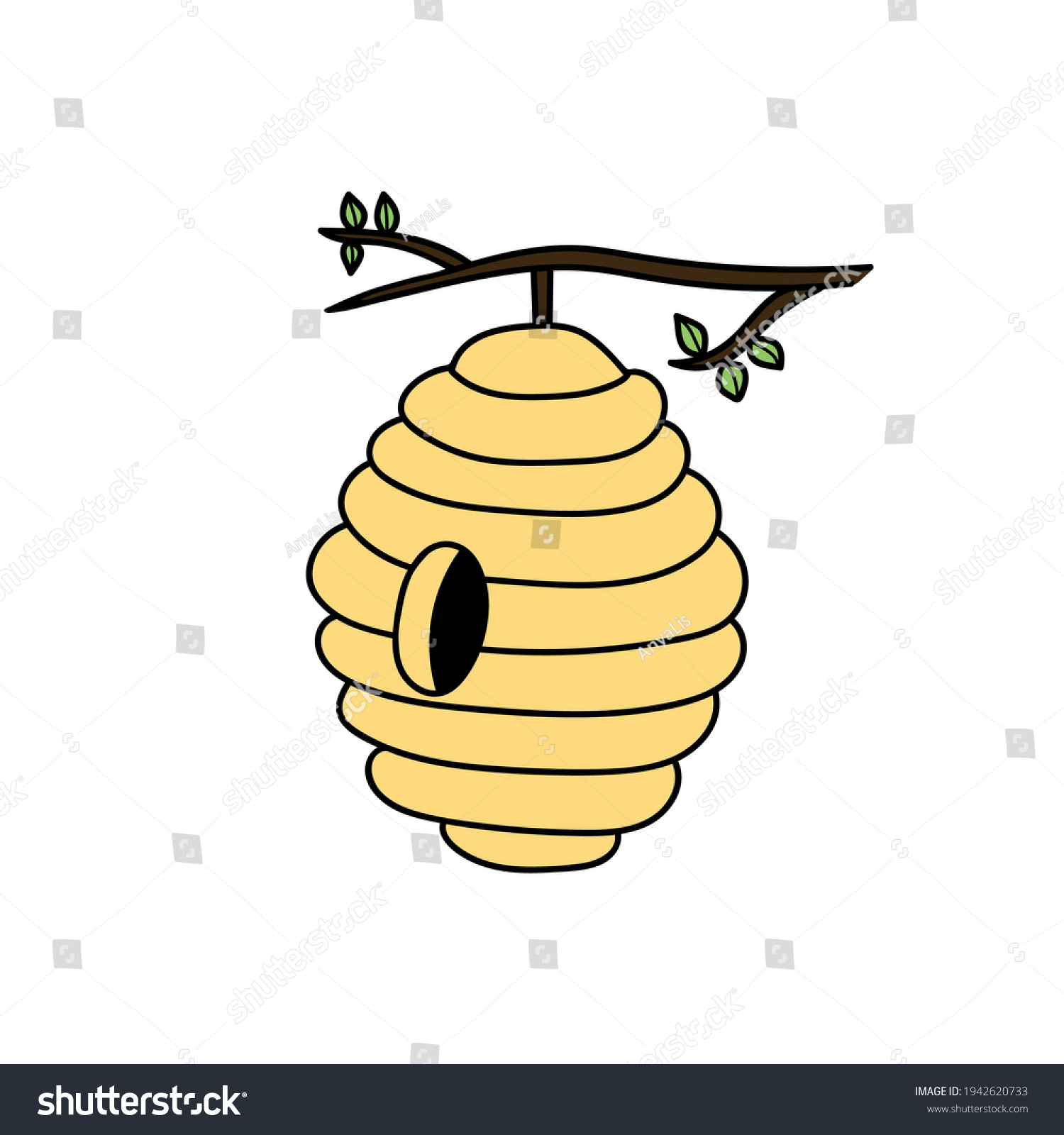 Beehive Doodle Icon Hand Drawn Vector Stock Vector (Royalty Free ...