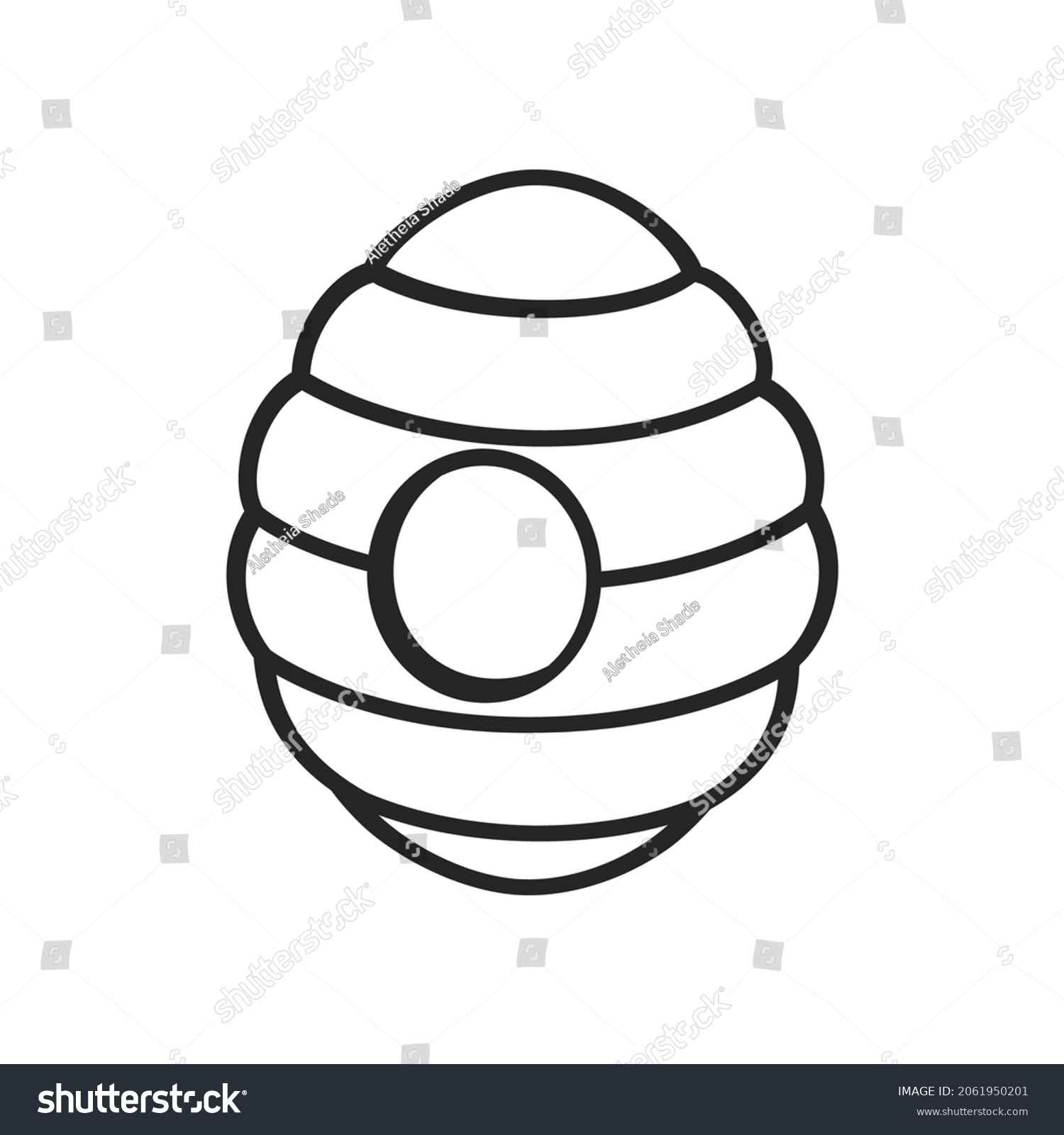 Beehive Line Art Outline Cartoon Clipart Stock Vector (Royalty Free ...