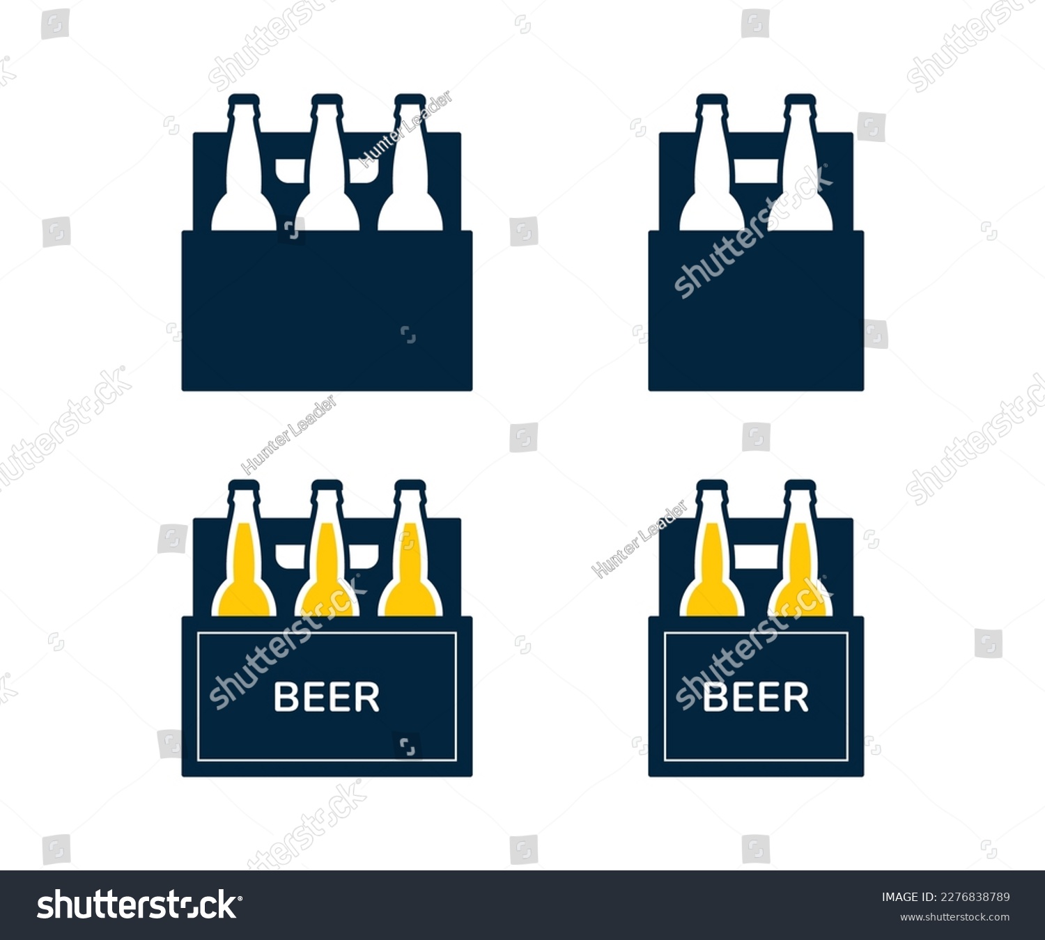 SVG of Beer box icon set. Beer bottle in paper packaging box isolated svg