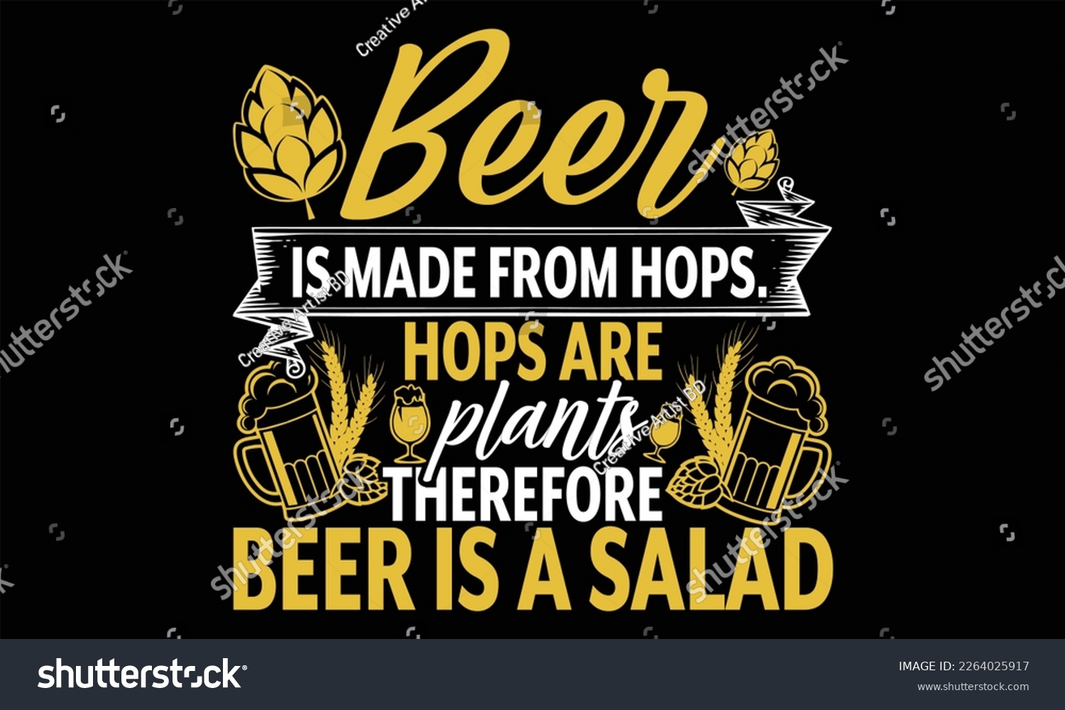 SVG of Beer is Made from Hops. Hops Are Plants therefore beer is a salad - Beer T Shirt Design, typography vector, svg cut file, svg file, poster, banner, flyer and mug. svg