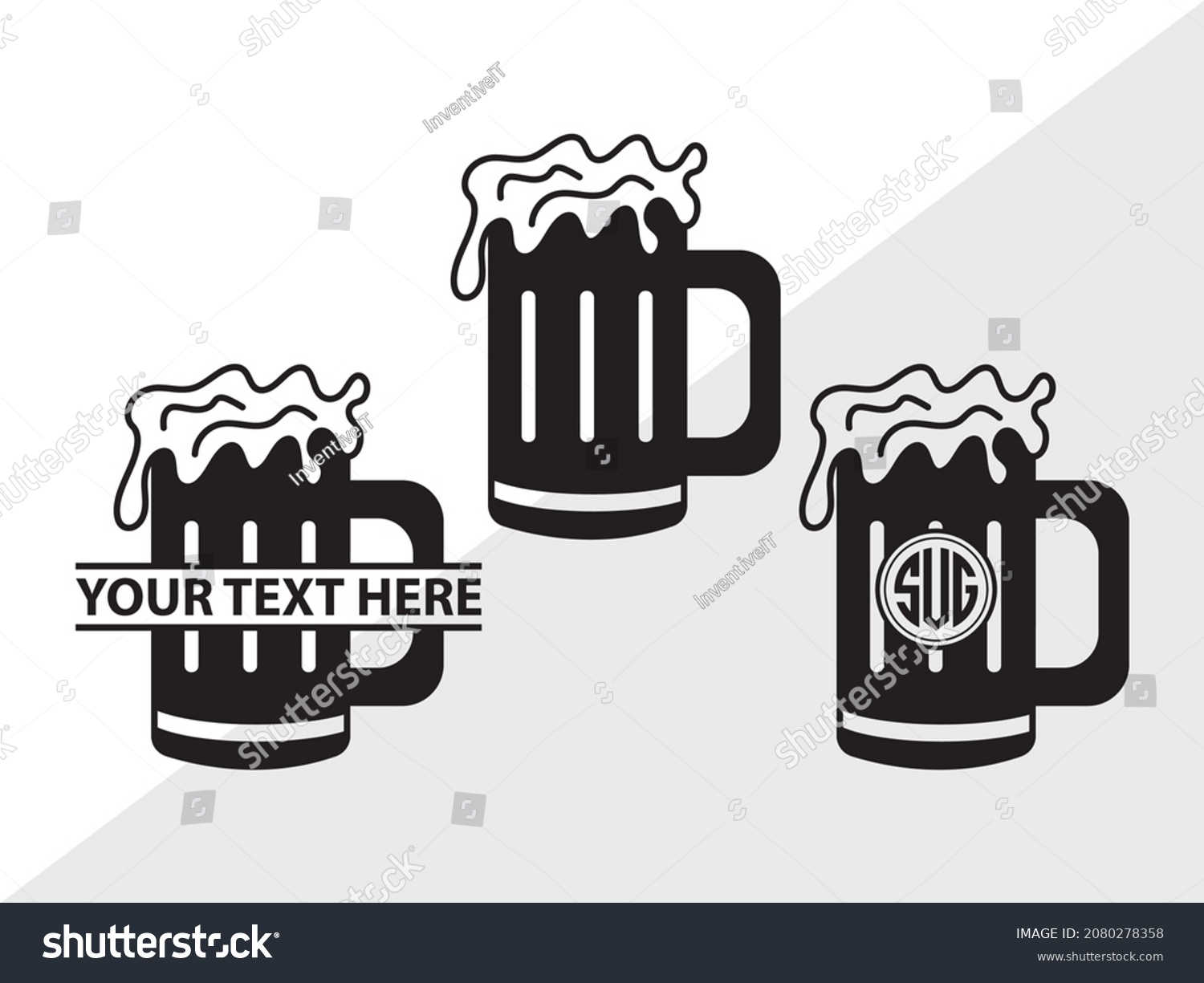 SVG of Beer Mug Monogram, Beer Glass, Printable Vector Illustration svg