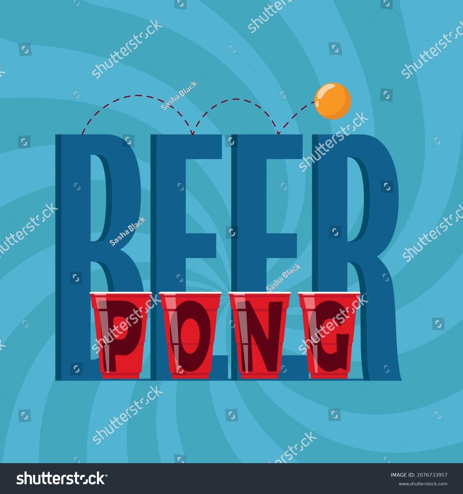 Beer Pong Poster Red Plastic Cup Stock Vector (Royalty Free) 2076733957