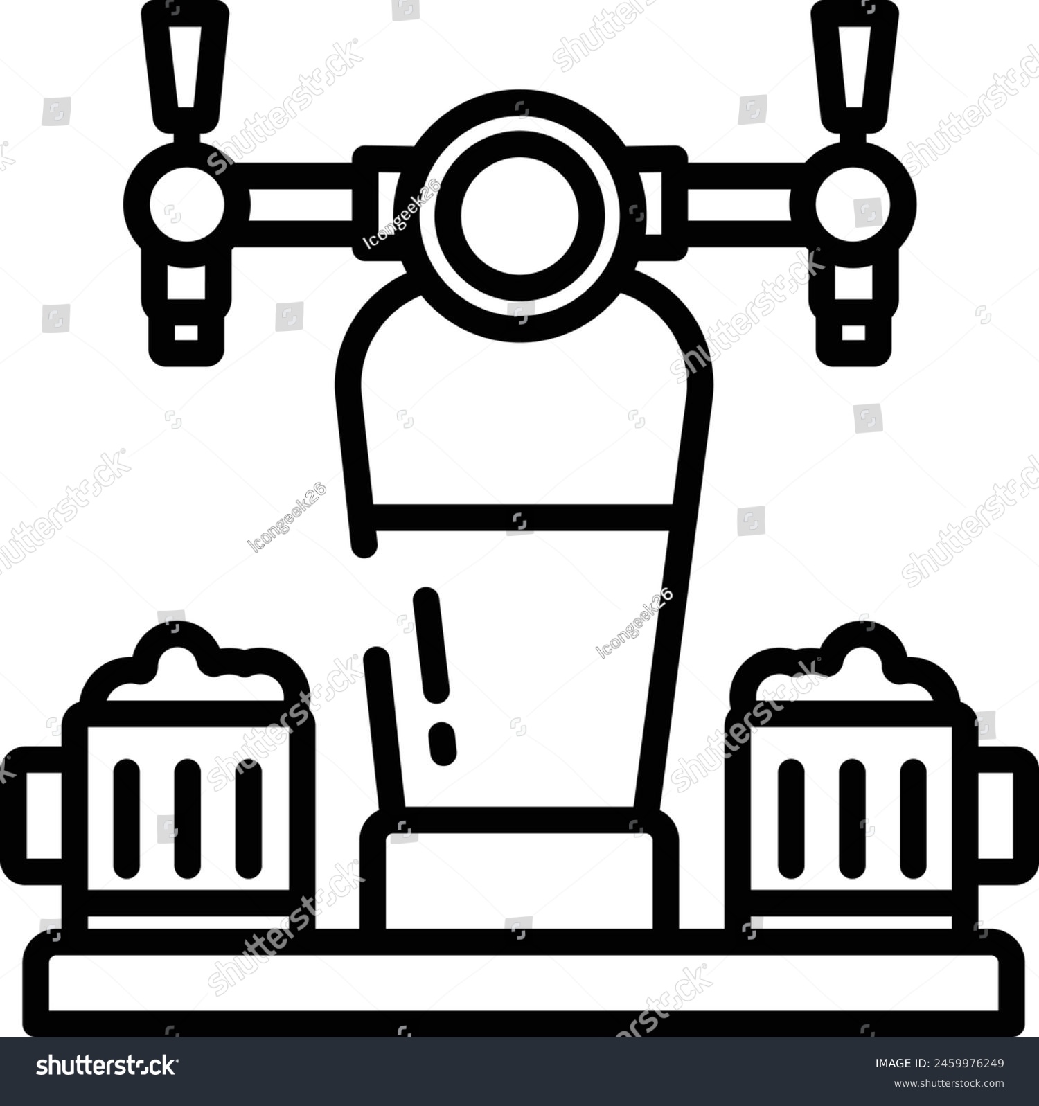black beer tap with mugs icon clip art preview