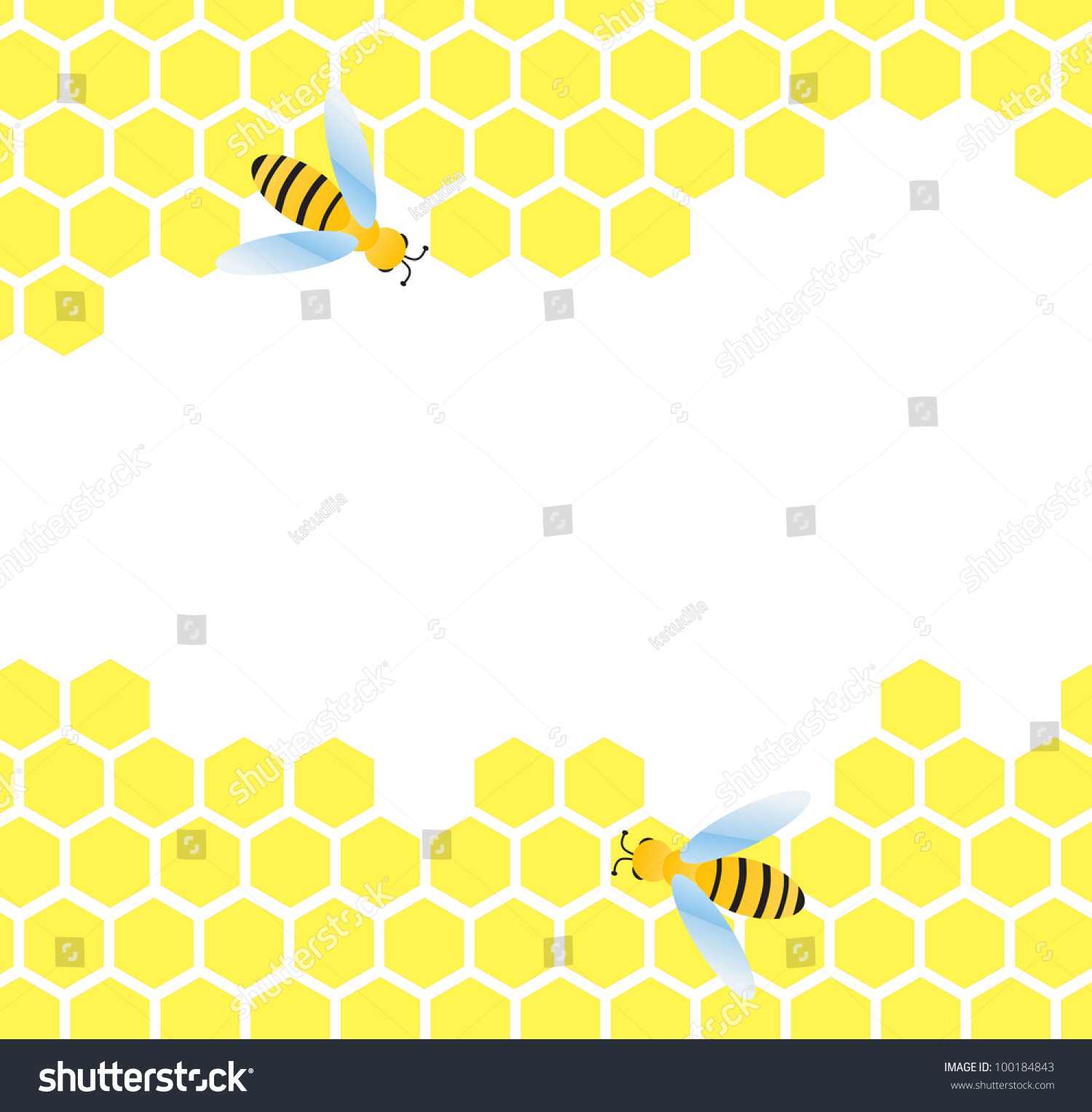 Bees And Honeycomb Vector Background - 100184843 : Shutterstock