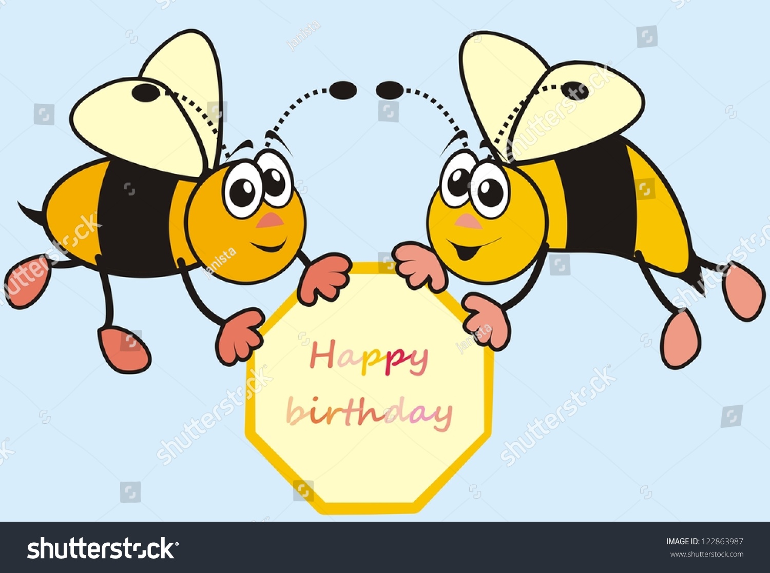 Beeshappy Birthday Stock Vector 122863987 - Shutterstock