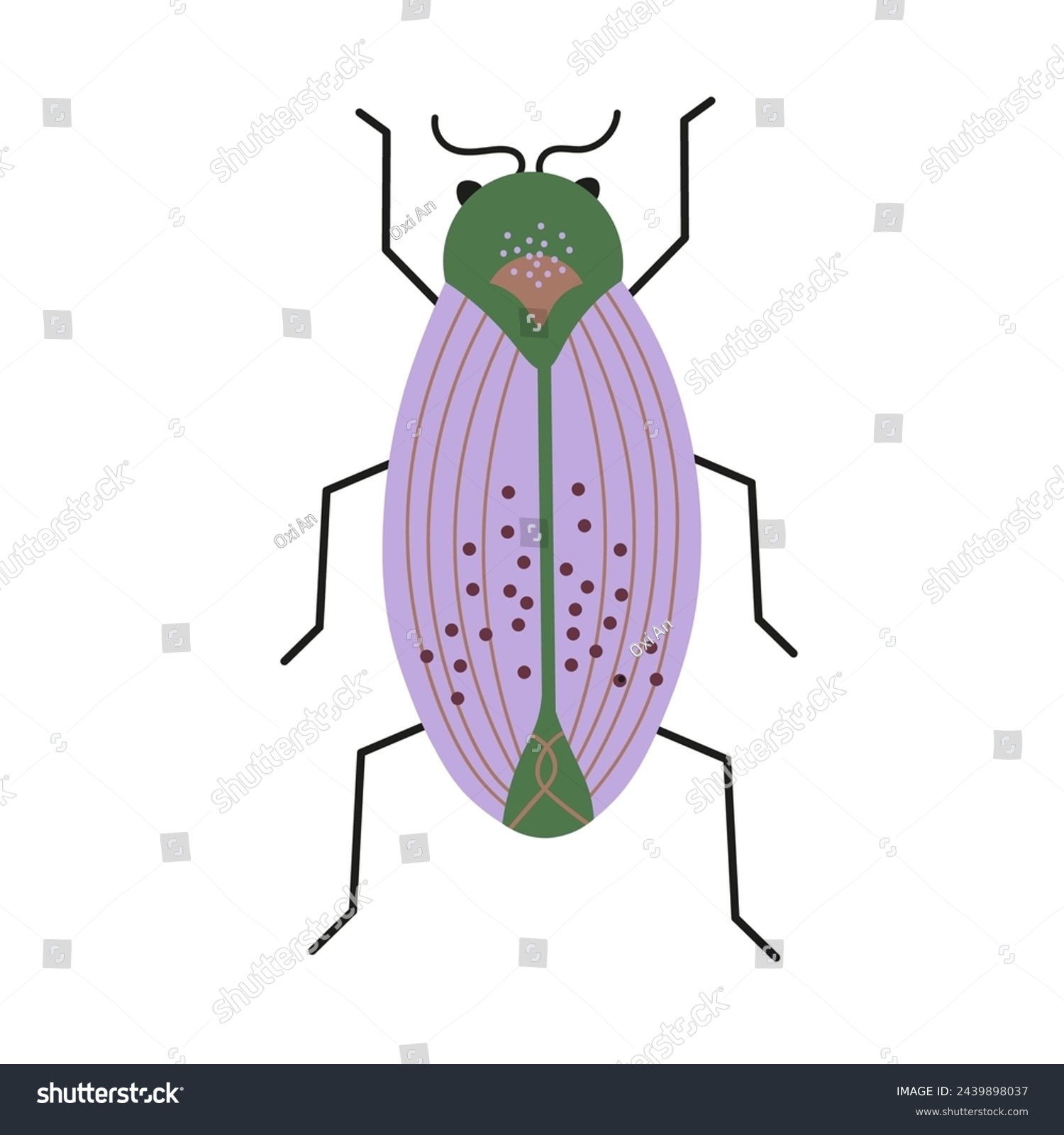 SVG of Beetle hand drawn flat vector illustration, fantastic bug on isolated background. Decorative abstract Insect, fantasy fauna species, wild life, animal. For icon, logo, card, print, paper, flyer, sign svg
