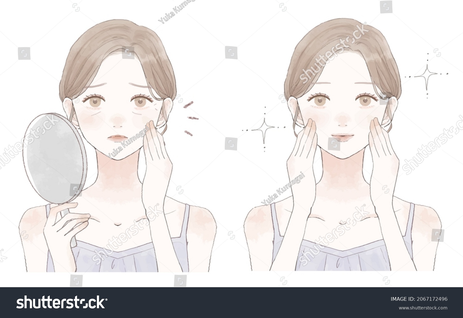 SVG of Before and after of a woman who suffers from fine weather. On white background. svg