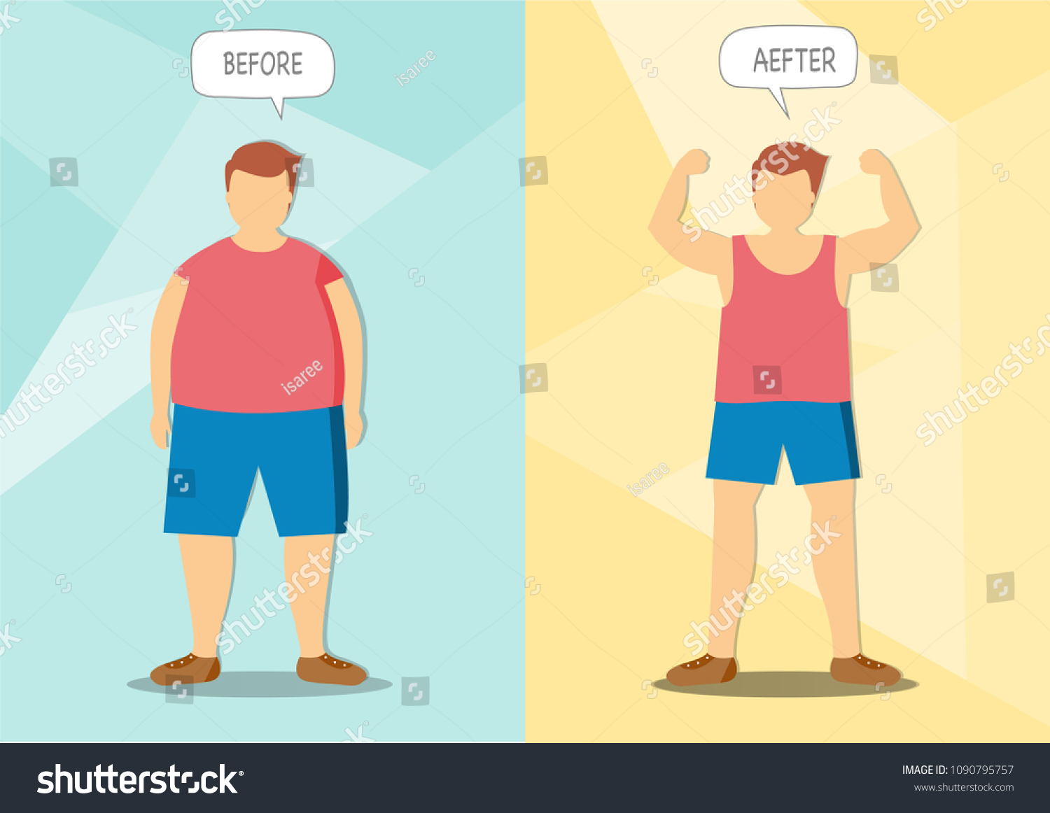 Before After Man Exercise Changesvector Illustrations Stock Vector ...