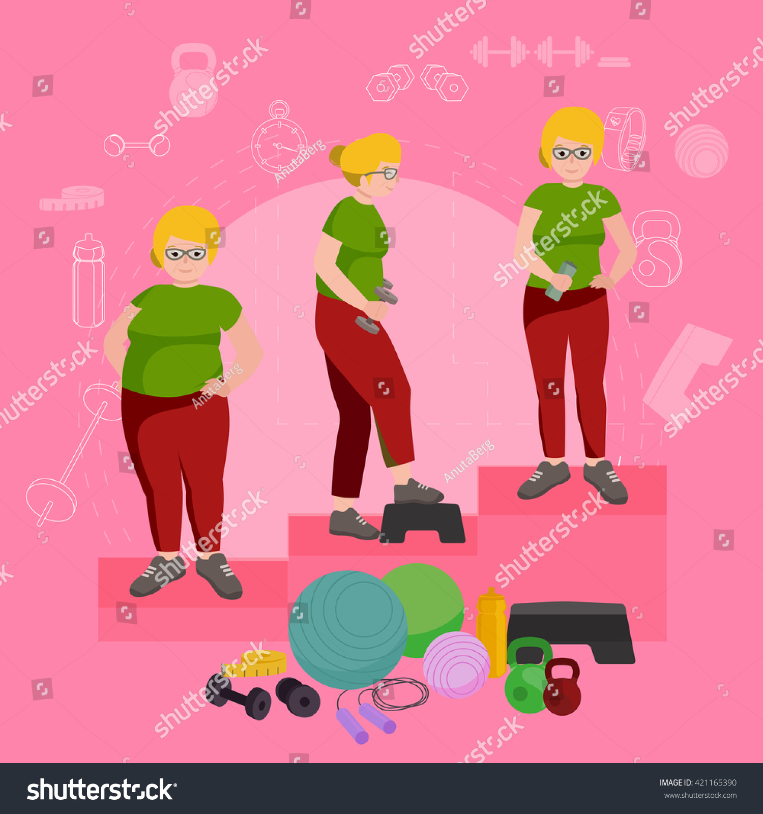 Before After Weight Loss Women Concept 스톡 벡터로열티 프리 421165390 Shutterstock 