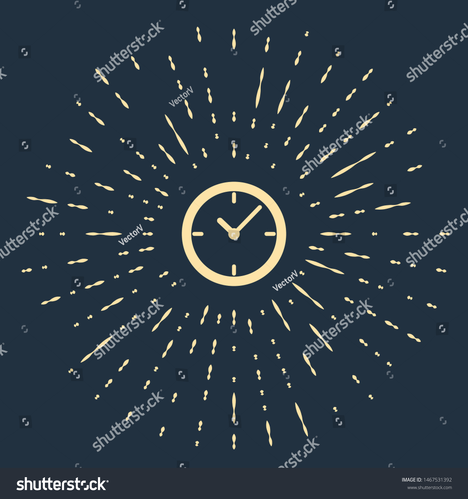 Beige Clock Icon Isolated On Dark Stock Vector Royalty Free