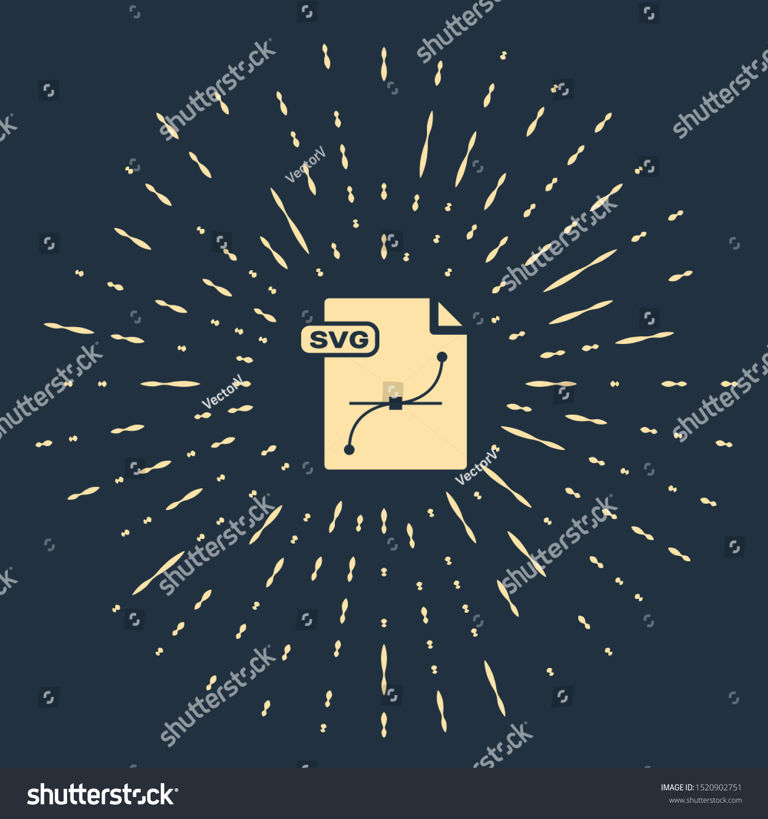SVG of Beige SVG file document. Download svg button icon isolated on dark blue background. SVG file symbol. Abstract circle random dots. Vector Illustration svg