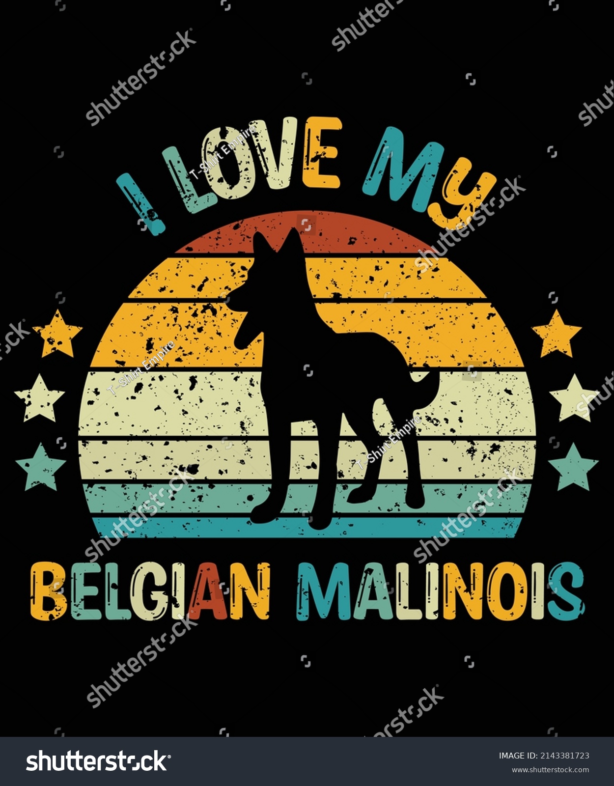 SVG of Belgian Malinois silhouette vintage and retro t-shirt design svg