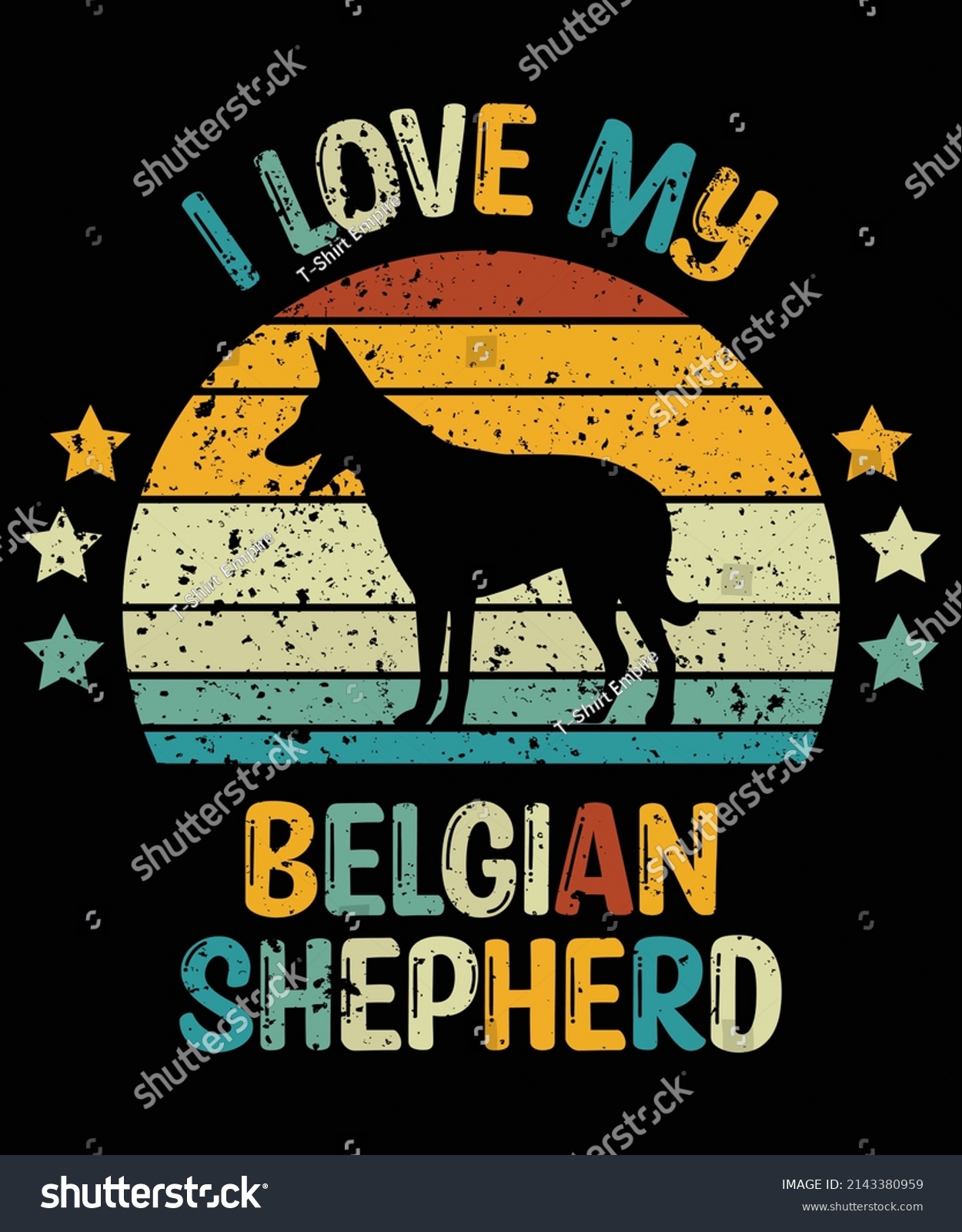SVG of Belgian Shepherd silhouette vintage and retro t-shirt design svg