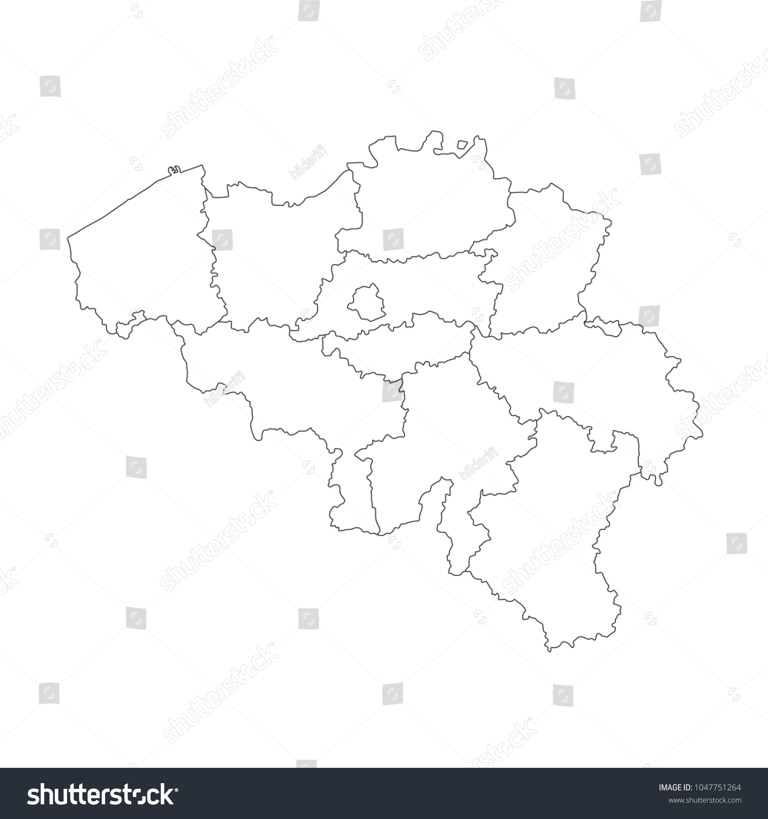 Belgium Map Regions Vector Line Illustration Stock Vector (Royalty Free ...