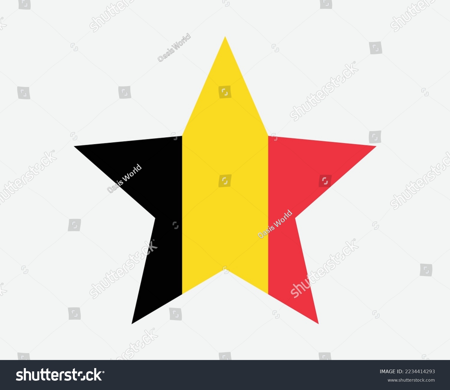 SVG of Belgium Star Flag. Belgian Star Shape Flag. Country National Banner Icon Symbol Vector 2D Flat Artwork Graphic Illustration svg
