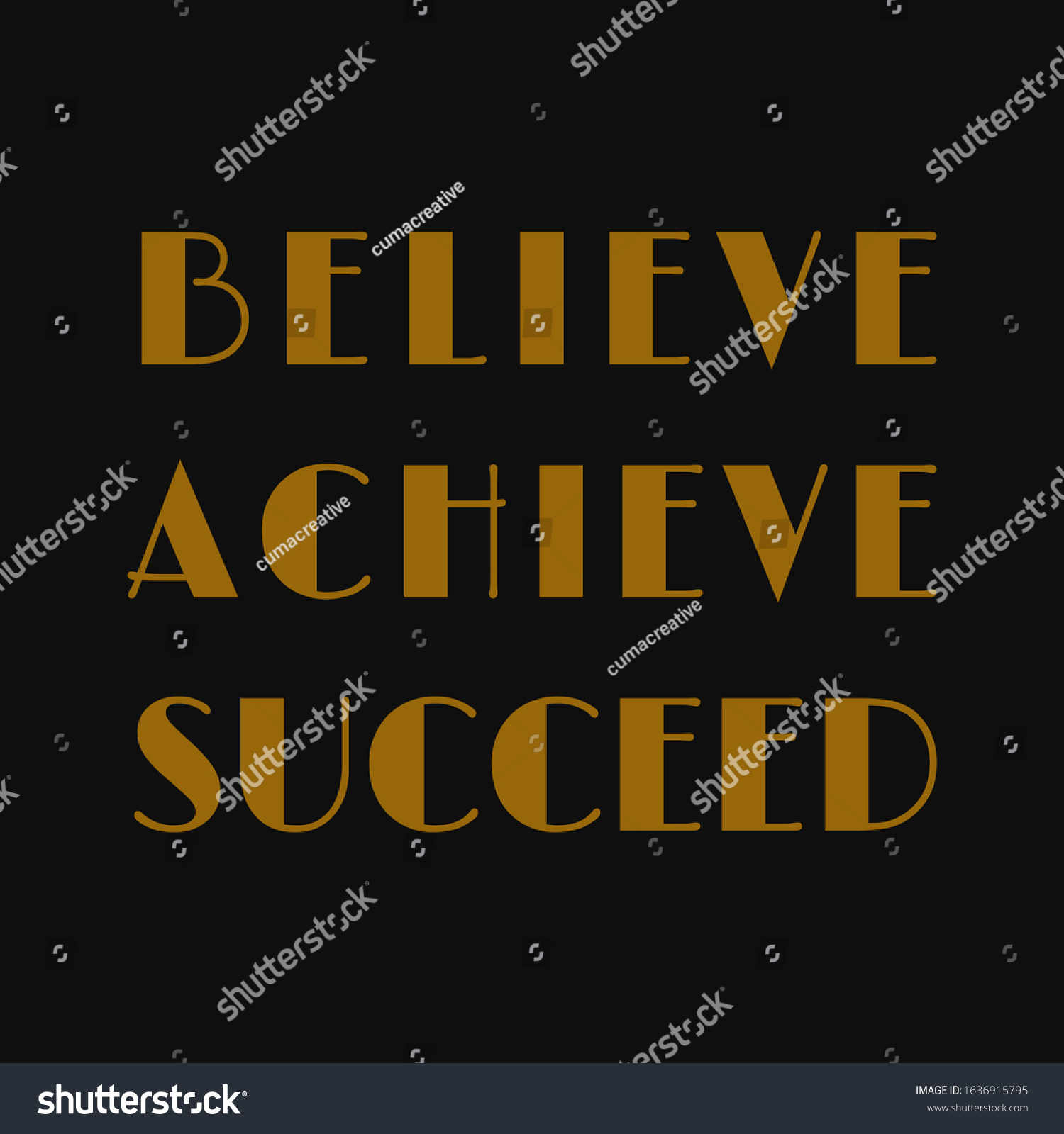 Believe Achieve Succeed Inspirational Motivational Vector Stock Vector ...