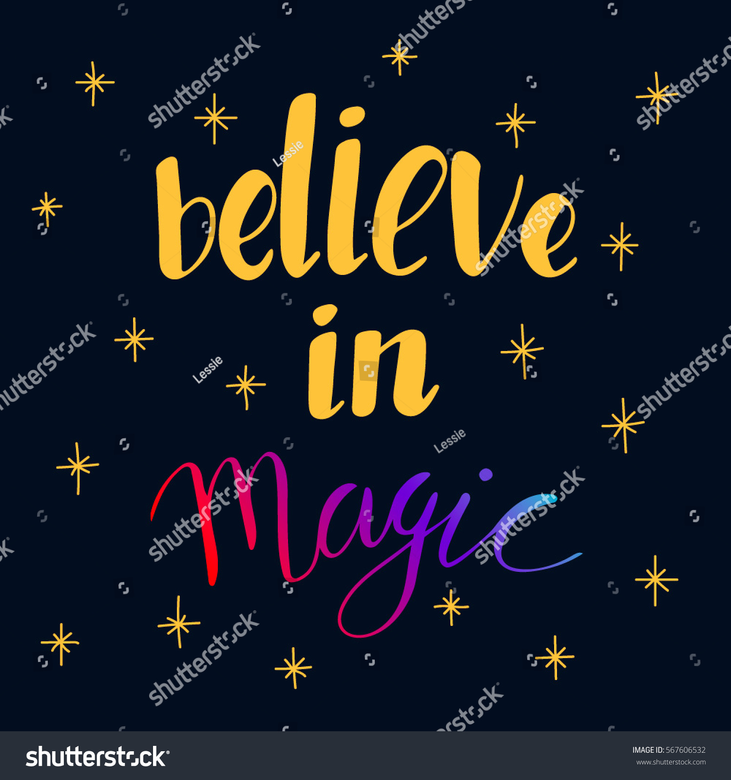 Believe Magic Lettering Vector Illustration Stock Vector (Royalty Free ...