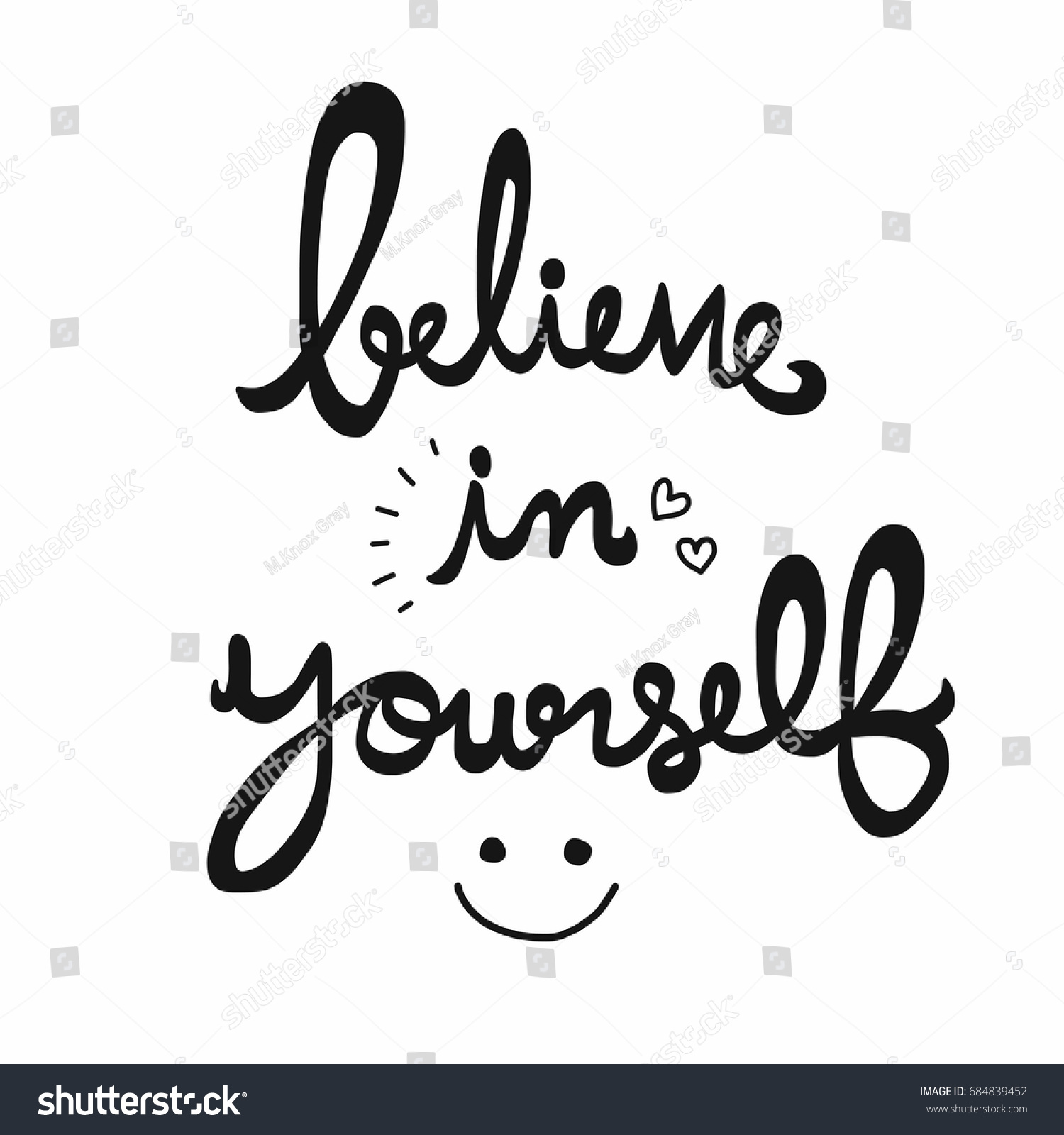 Believe Yourself Cute Word Handwriting Vector Stock Vector (Royalty ...