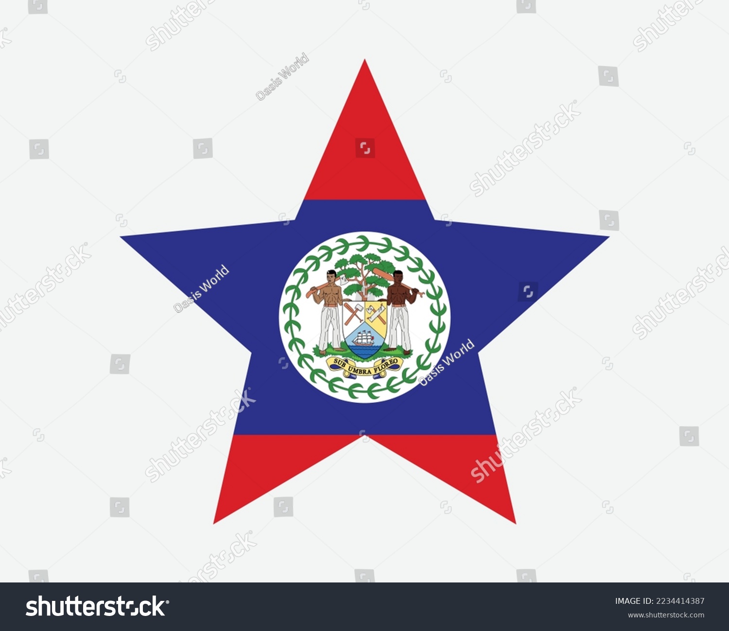 SVG of Belize Star Flag. Belizean Star Shape Flag. Country National Banner Icon Symbol Vector 2D Flat Artwork Graphic Illustration svg