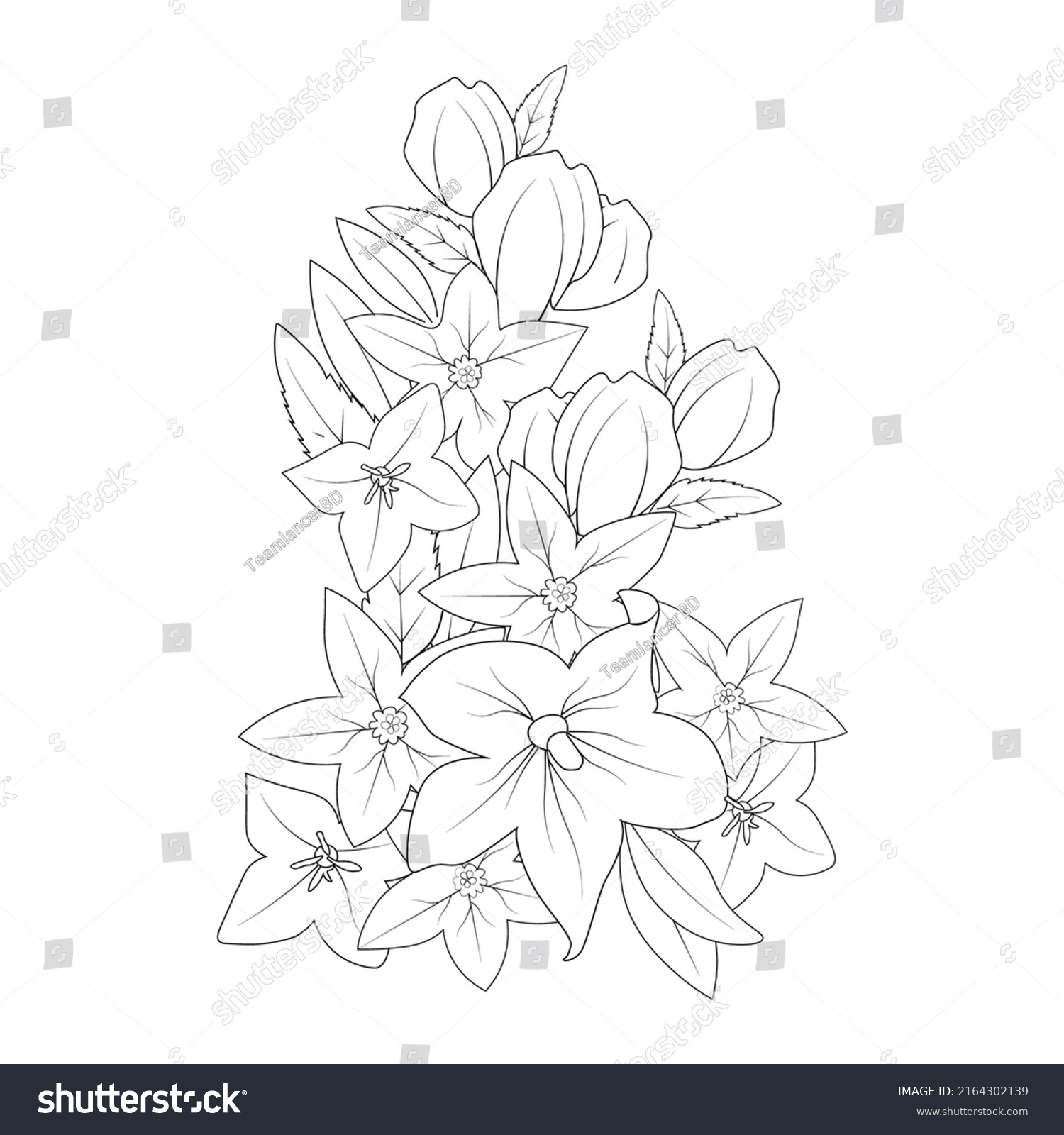 Bell Flower Drawing Coloring Page Doodle Stock Vector (Royalty Free ...