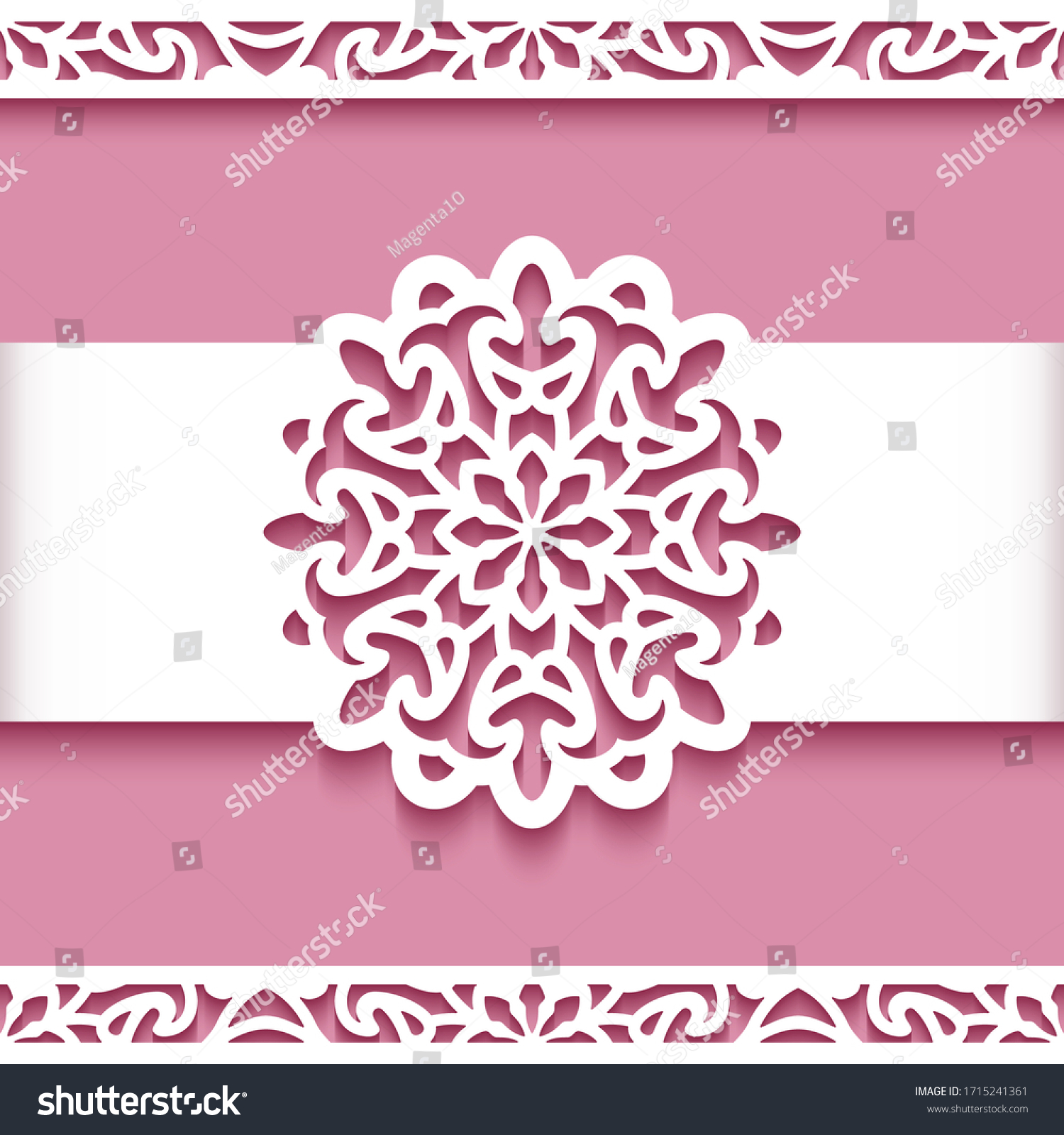 SVG of Belly band decoration and seamless border patterns. Cutout paper frame. Vintage vector template for laser cutting or plotter printing. Elegant lace ornaments for wedding invitation card design. svg