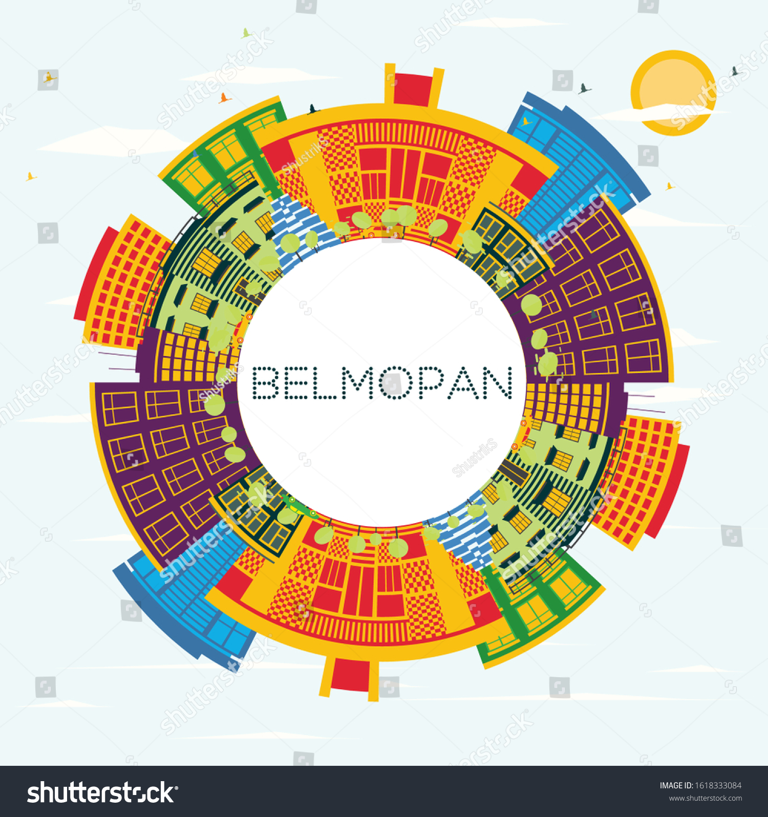 Belmopan Belize City Skyline Color Buildings Stock Vector Royalty Free