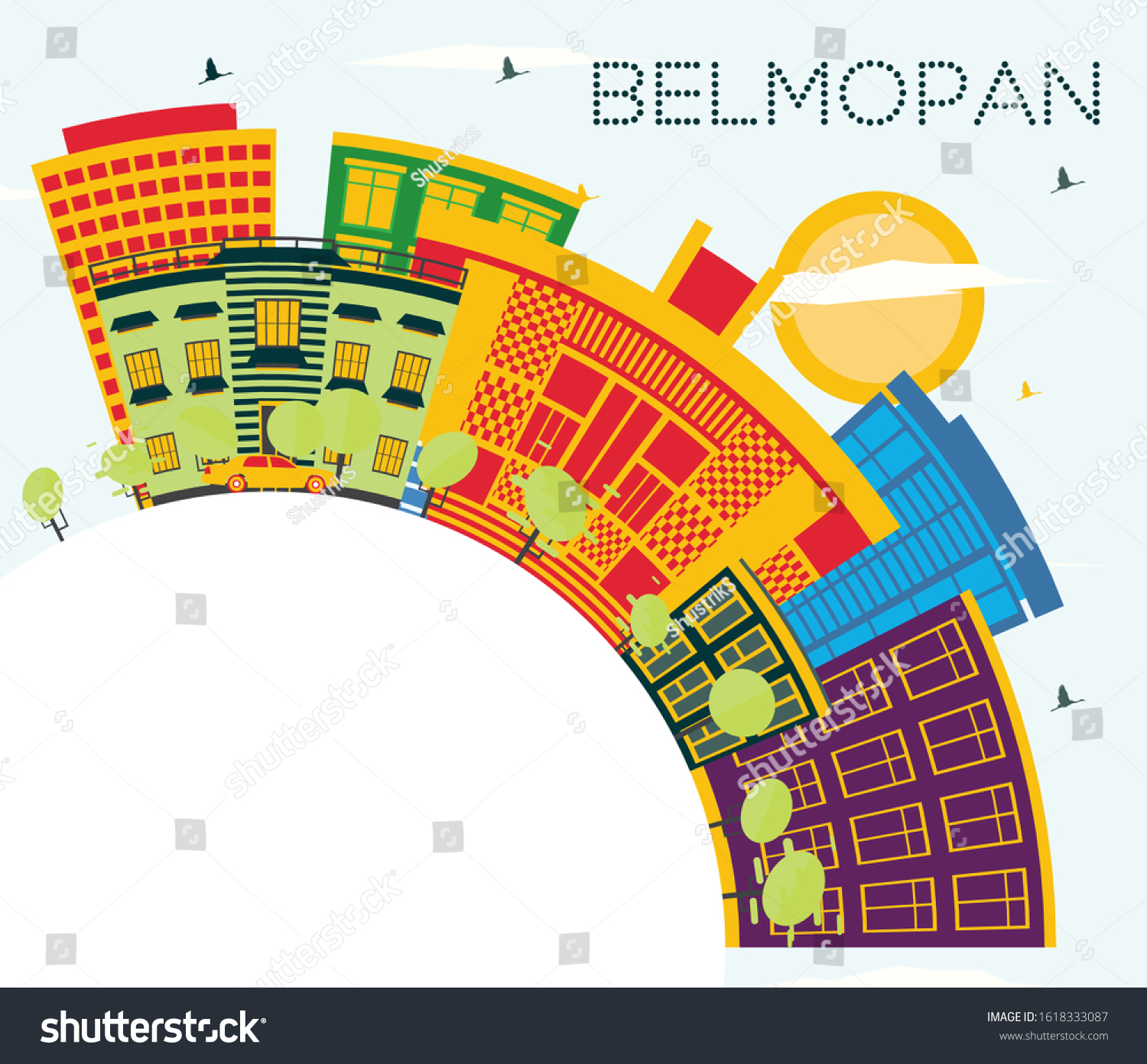 Belmopan Belize City Skyline Color Buildings Stock Vector Royalty Free