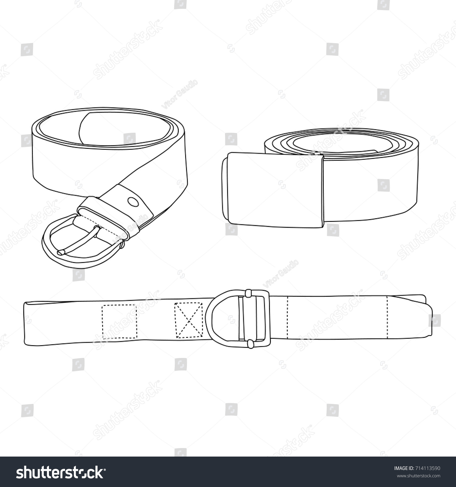 Gürtel, Vektorgrafik, gezeichnet, Symbol, Set: Stock-Vektorgrafik ...