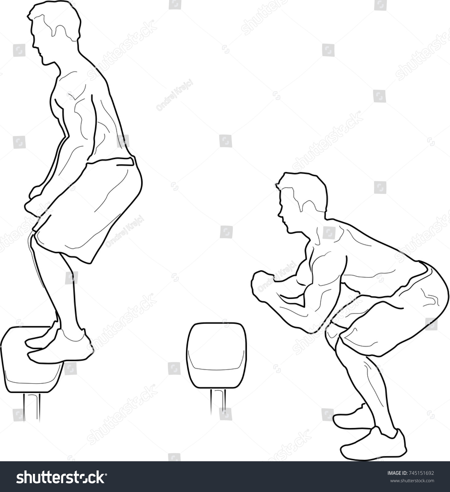 Bench Jumps Workout Illustration Stock Vector Royalty Free 745151692