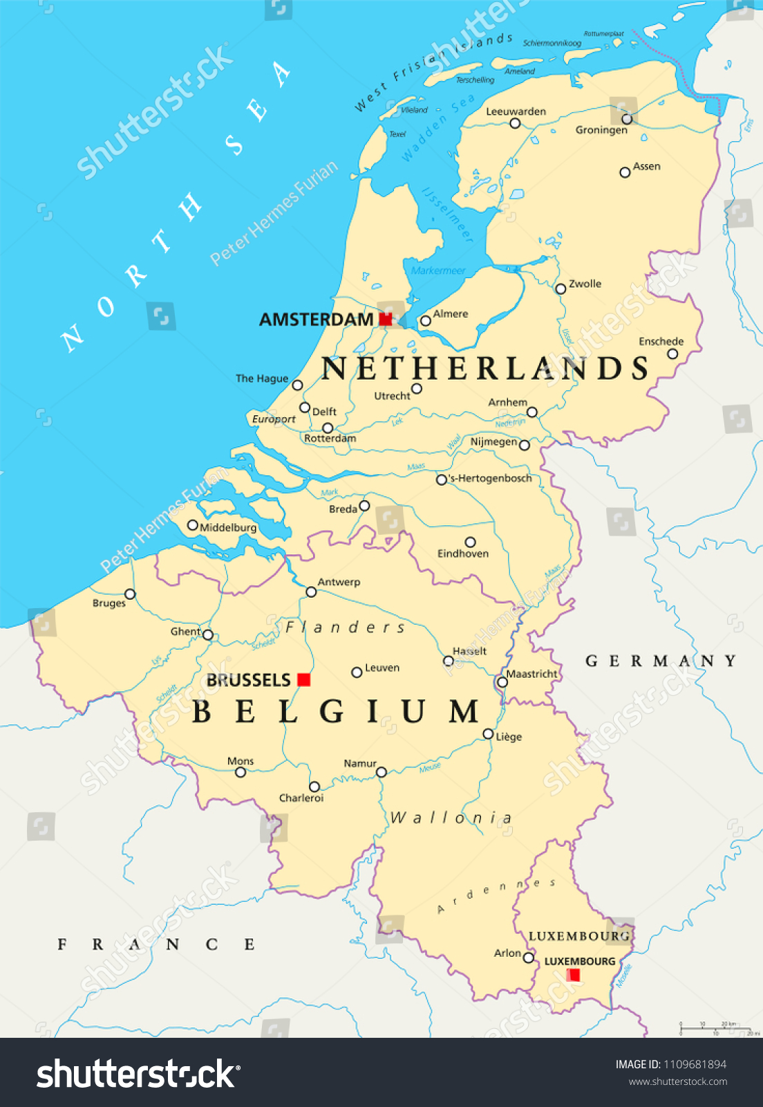 map of belgium and netherlands Benelux Belgium Netherlands Luxembourg Political Map Stock Vector map of belgium and netherlands