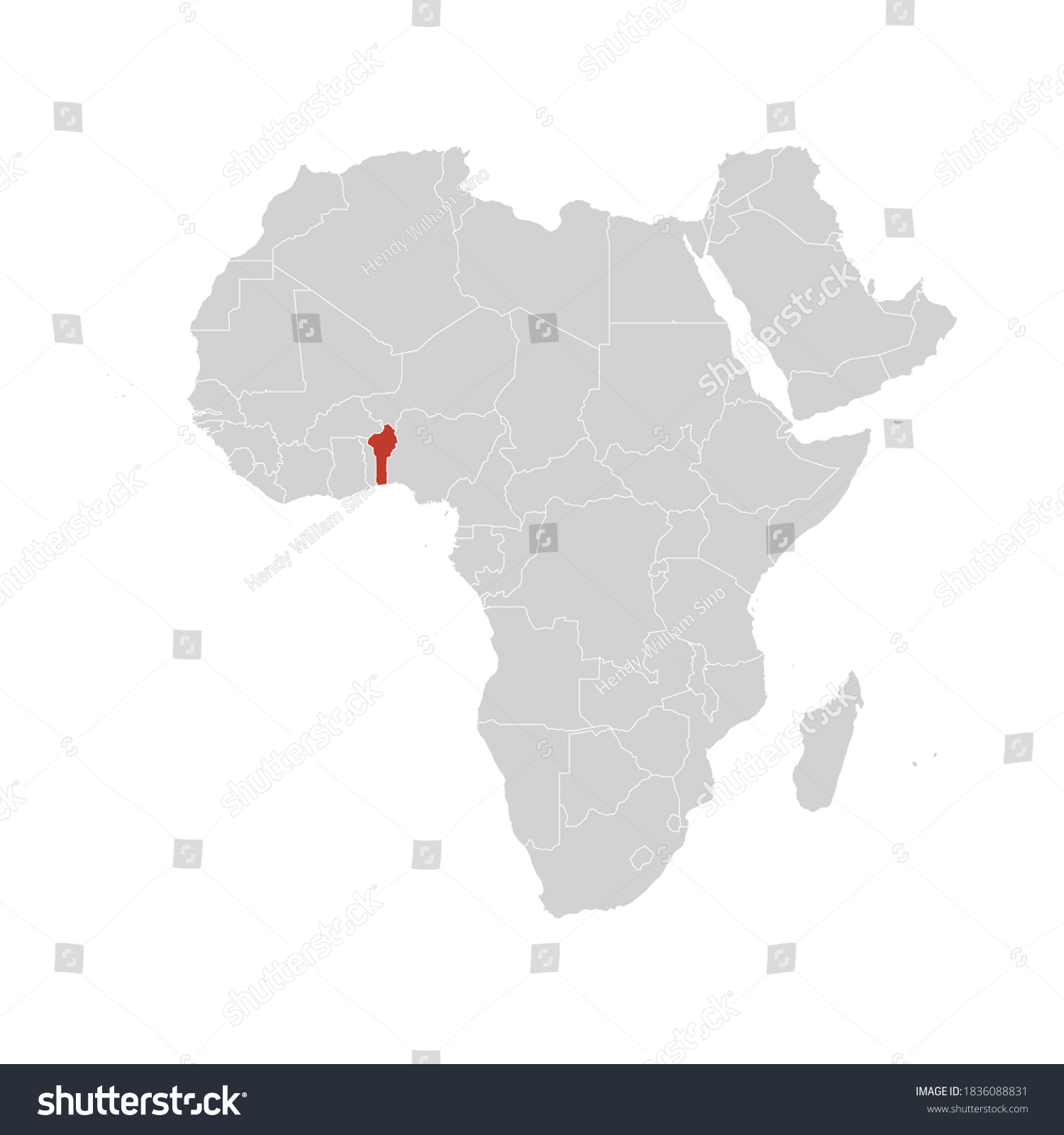 Benin Highlighted On Africa Map Eps Stock Vector Royalty Free Stock Vector Benin Highlighted On Africa Map Eps 1836088831