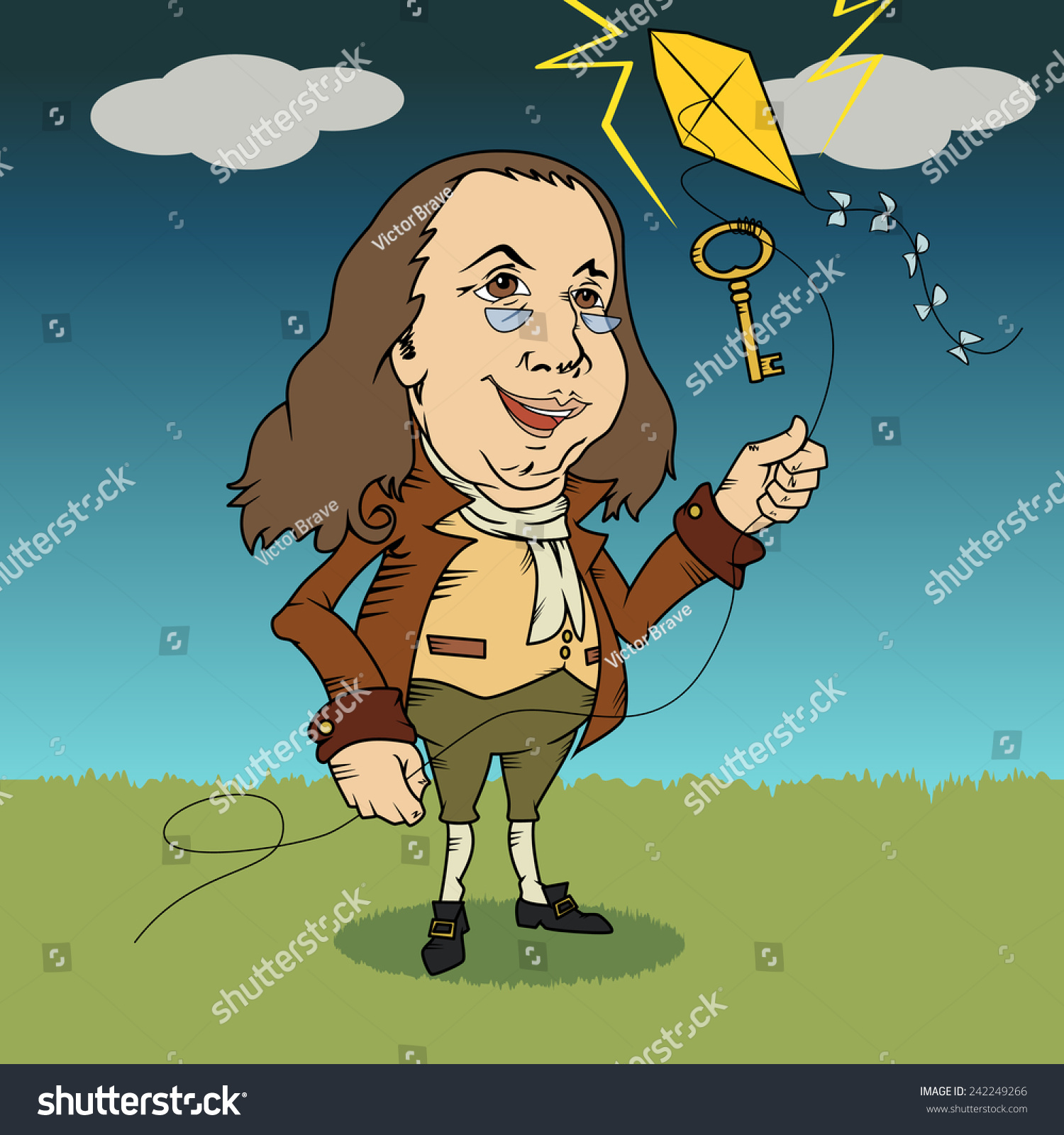 Benjamin Franklin Cartoon Vector Illustration 库存矢量图（免版税）242249266 Shutterstock