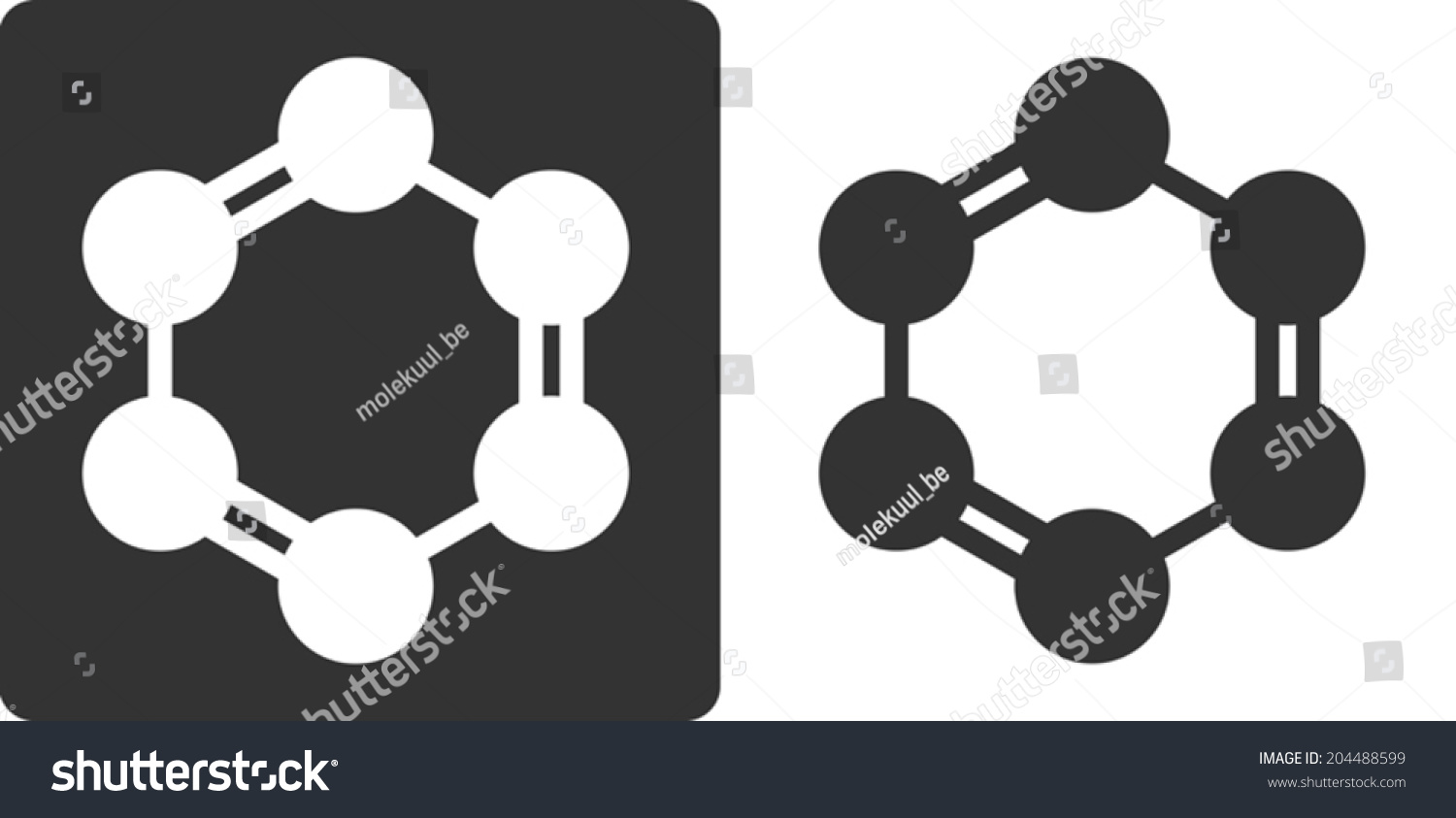 Benzene (C6h6) Aromatic Hydrocarbon Molecule, Flat Icon Style. Carbon ...