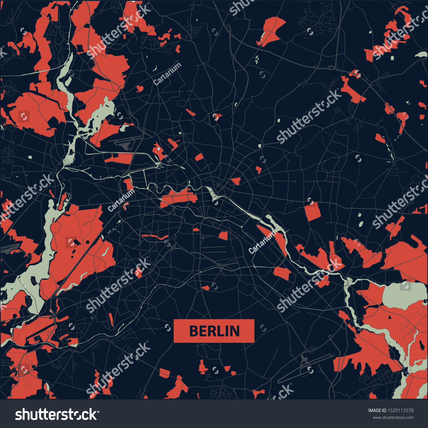 Berlin City Map Streets Berlin Germany Stock Vector (Royalty Free