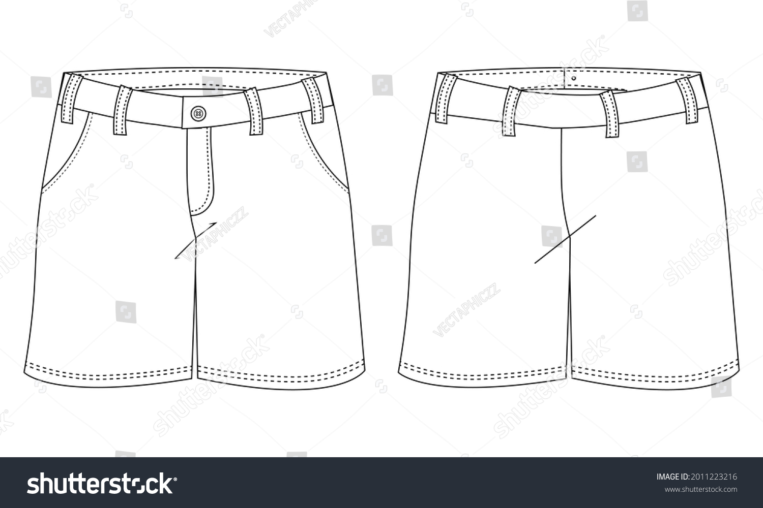 Bermuda Vector Outline Front Back Stock Vector (Royalty Free ...
