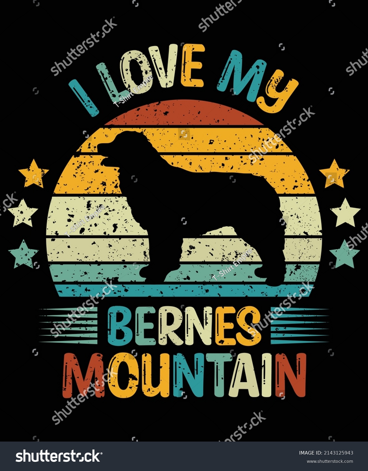 SVG of Bernese Mountain silhouette vintage and retro t-shirt design svg