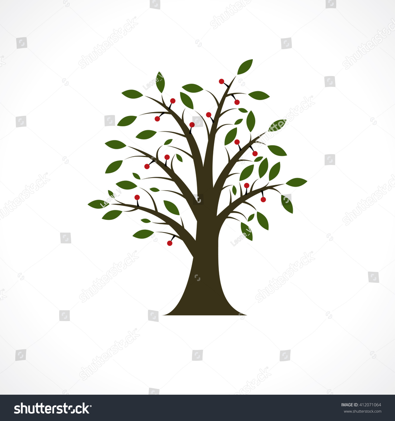Berry Tree Stock Vector Illustration 412071064 : Shutterstock
