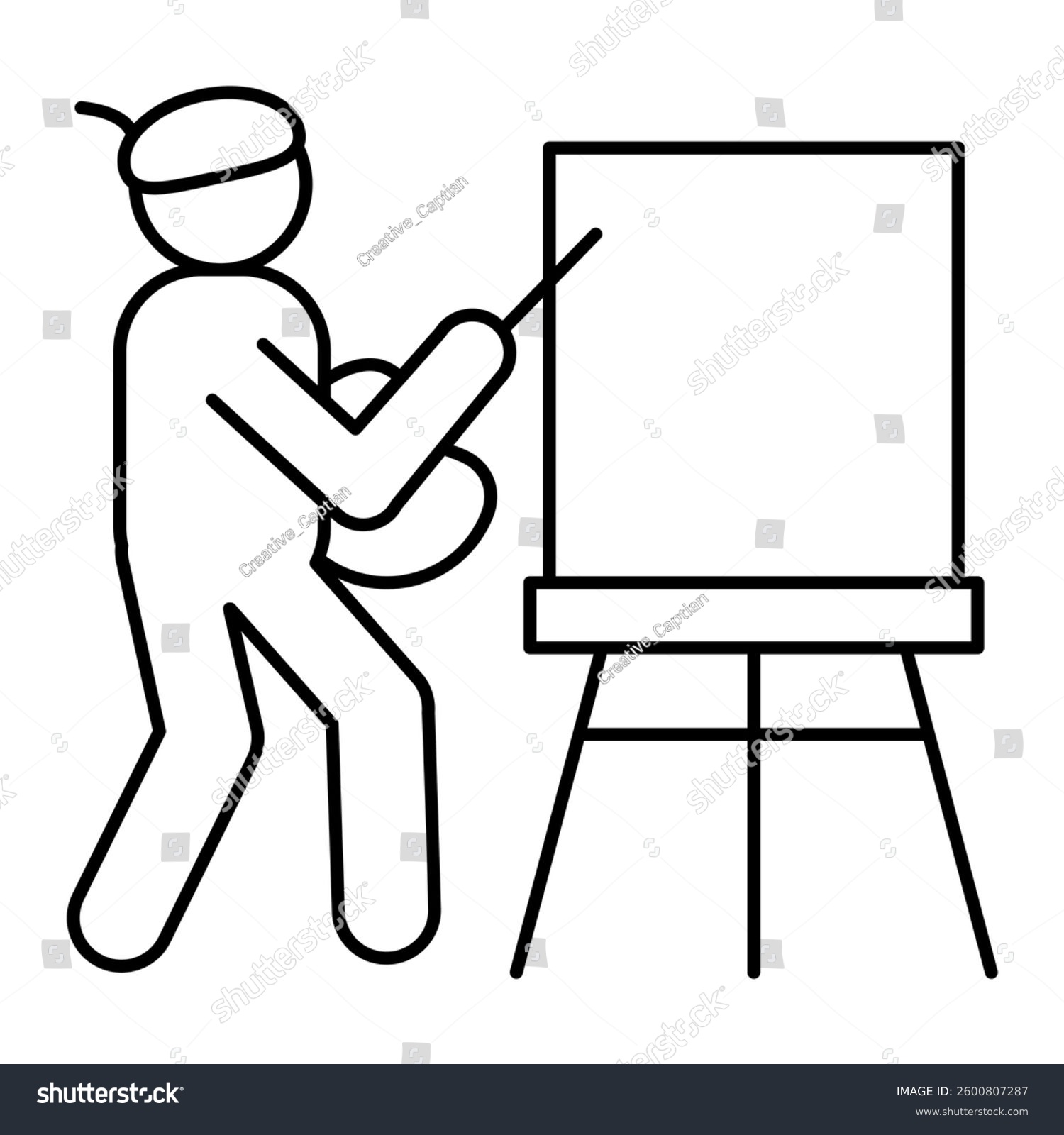 artist painting on canvas, black outline clip art preview