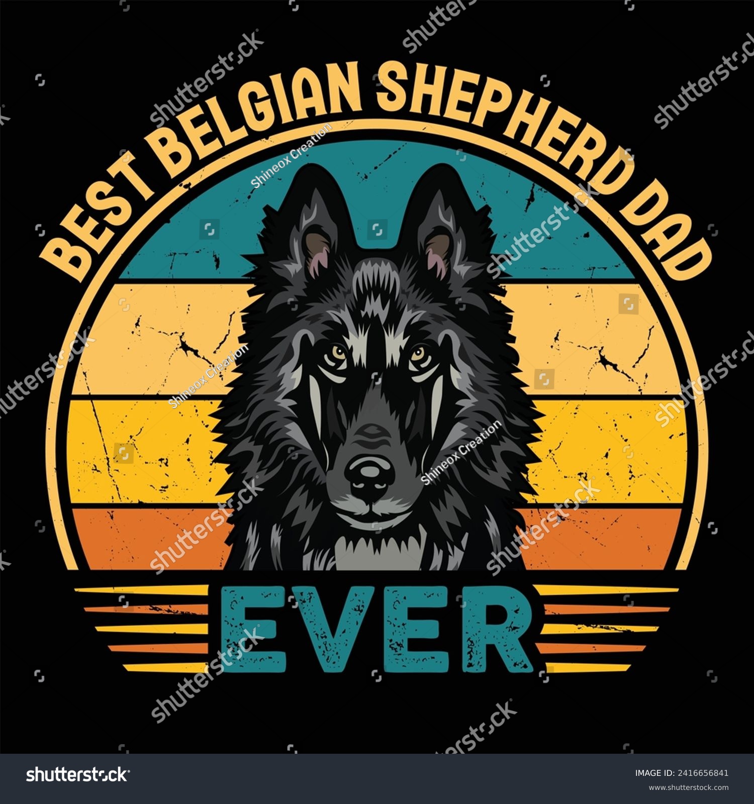 SVG of Best Belgian Shepherd Dad Ever Typography Retro T-shirt Design. This versatile design is ideal for prints, t-shirts, mugs, posters, and many other tasks. svg