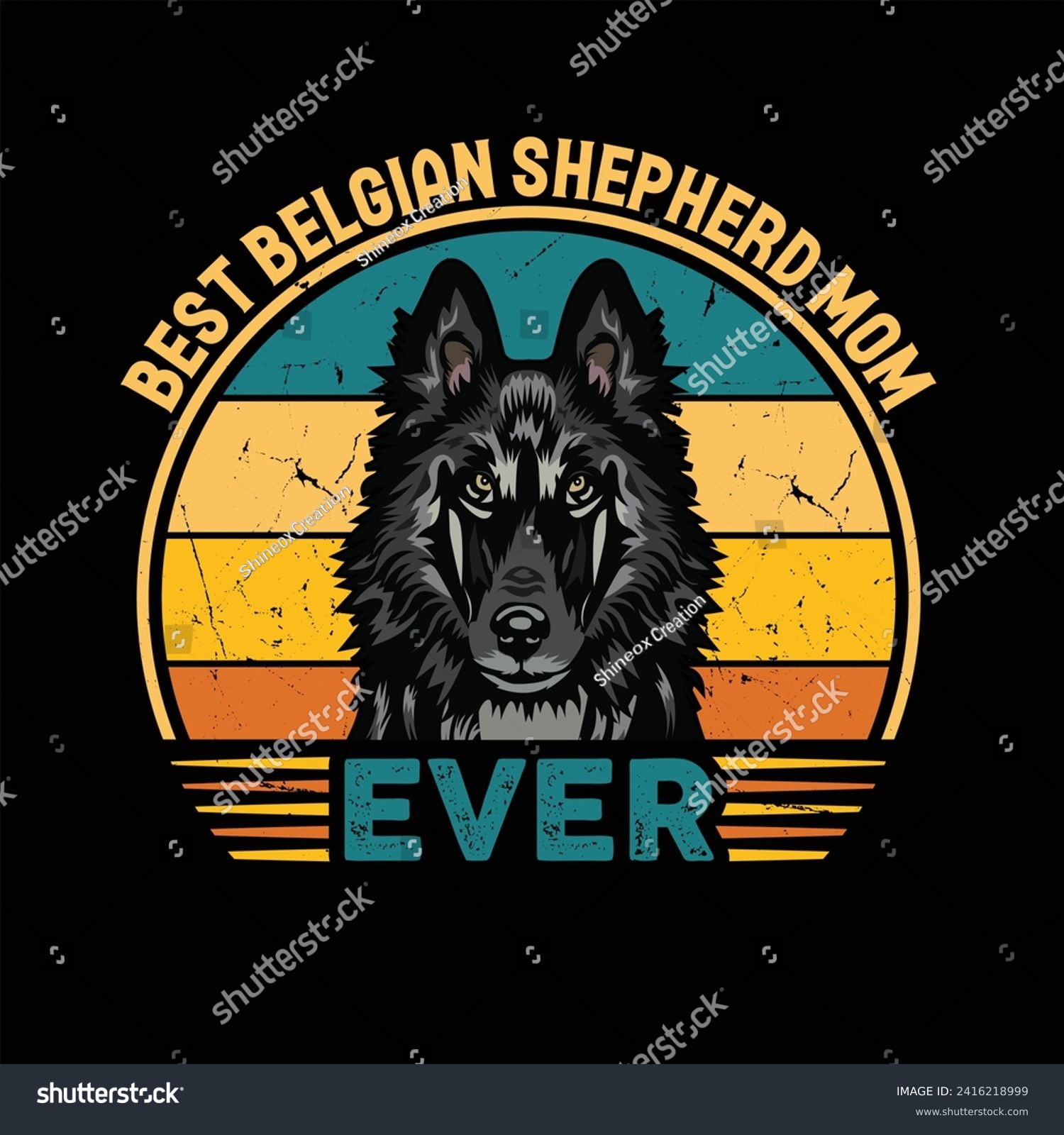 SVG of Best Belgian Shepherd Mom Ever Typography Retro T-shirt Design. This versatile design is ideal for prints, t-shirts, mugs, posters, and many other tasks. svg