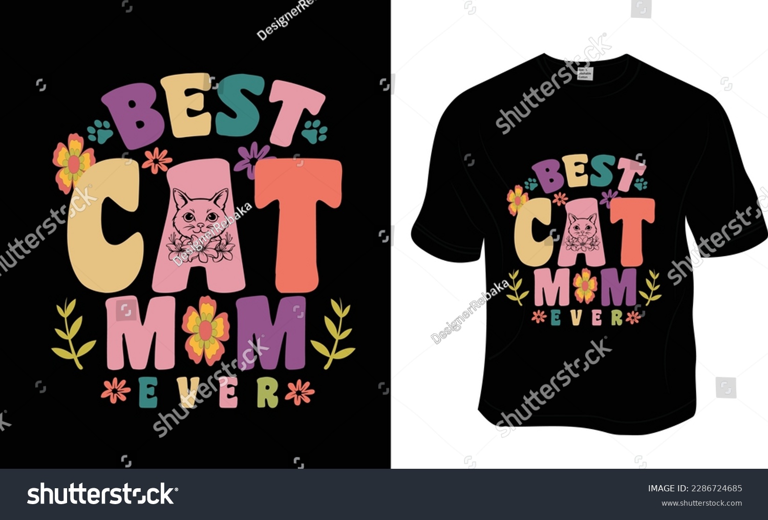 SVG of best cat mom ever, Retro wavy, Groovy pet lover, cat lover T-shirt Design.Ready to print for apparel, poster, and illustration. Modern, simple, lettering.

 svg