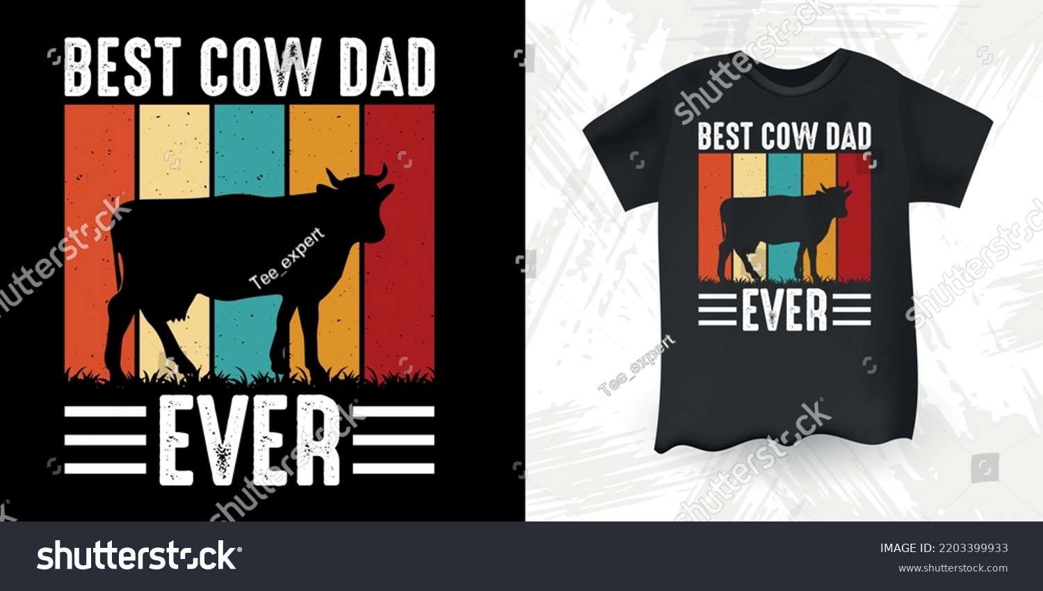 SVG of Best Cow dad Ever Funny Farm Farmer Cow Lover Retro Vintage Cow T-shirt Design svg