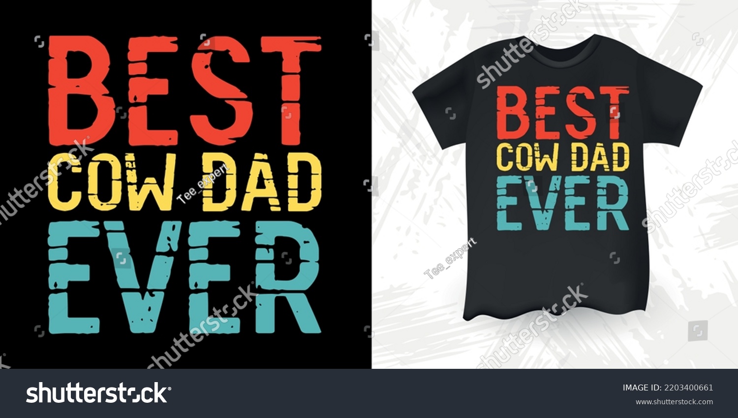 SVG of Best Cow dad Ever Funny Farm Farmer Cow Lover Retro Vintage Father's Day Cow T-shirt Design svg